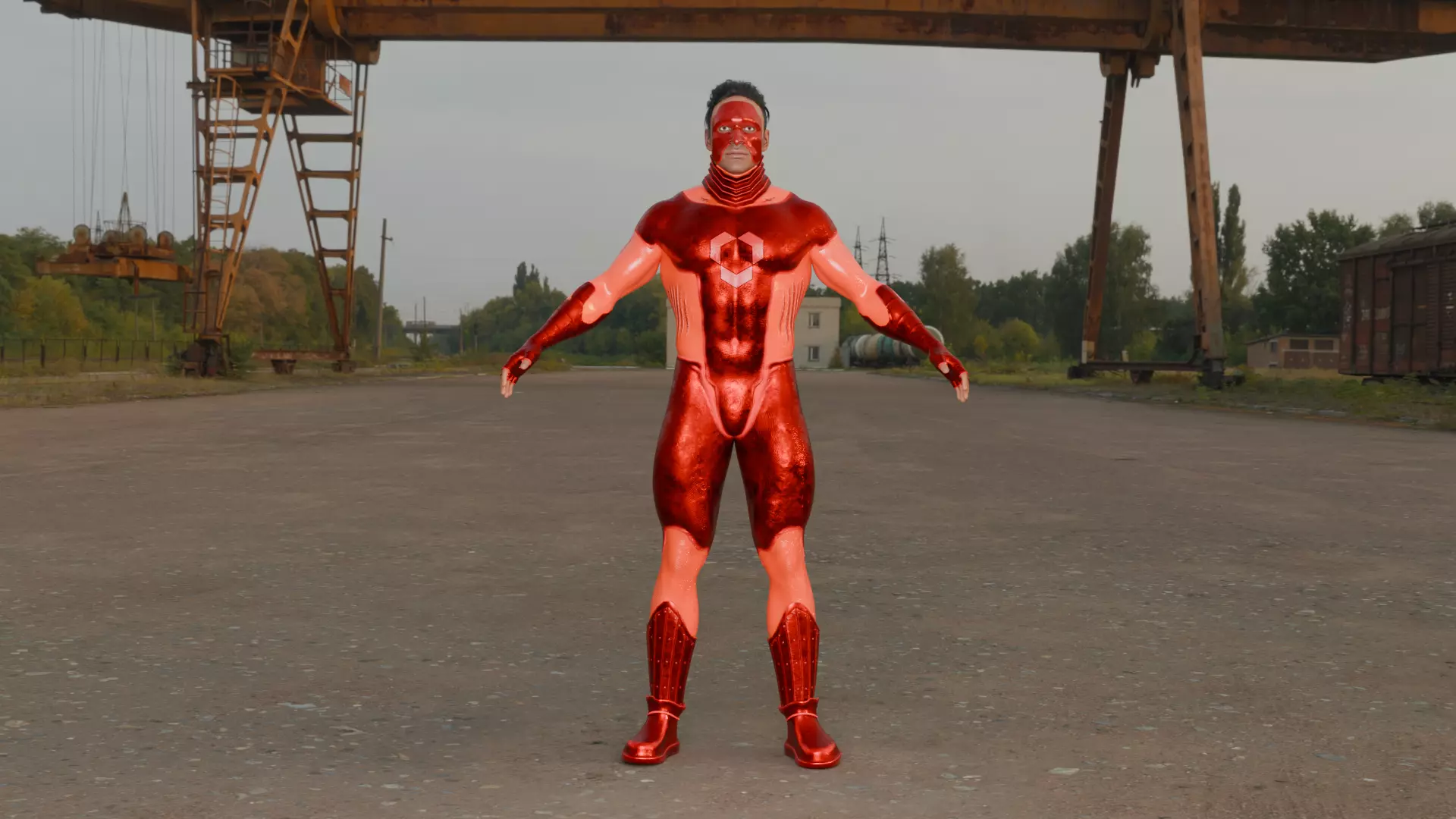 Energy Sentinel High-Quality Rigged Superhero 3D Character Low-poly 3D model_10