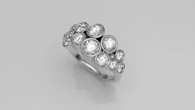 Modern diamond bubble ring