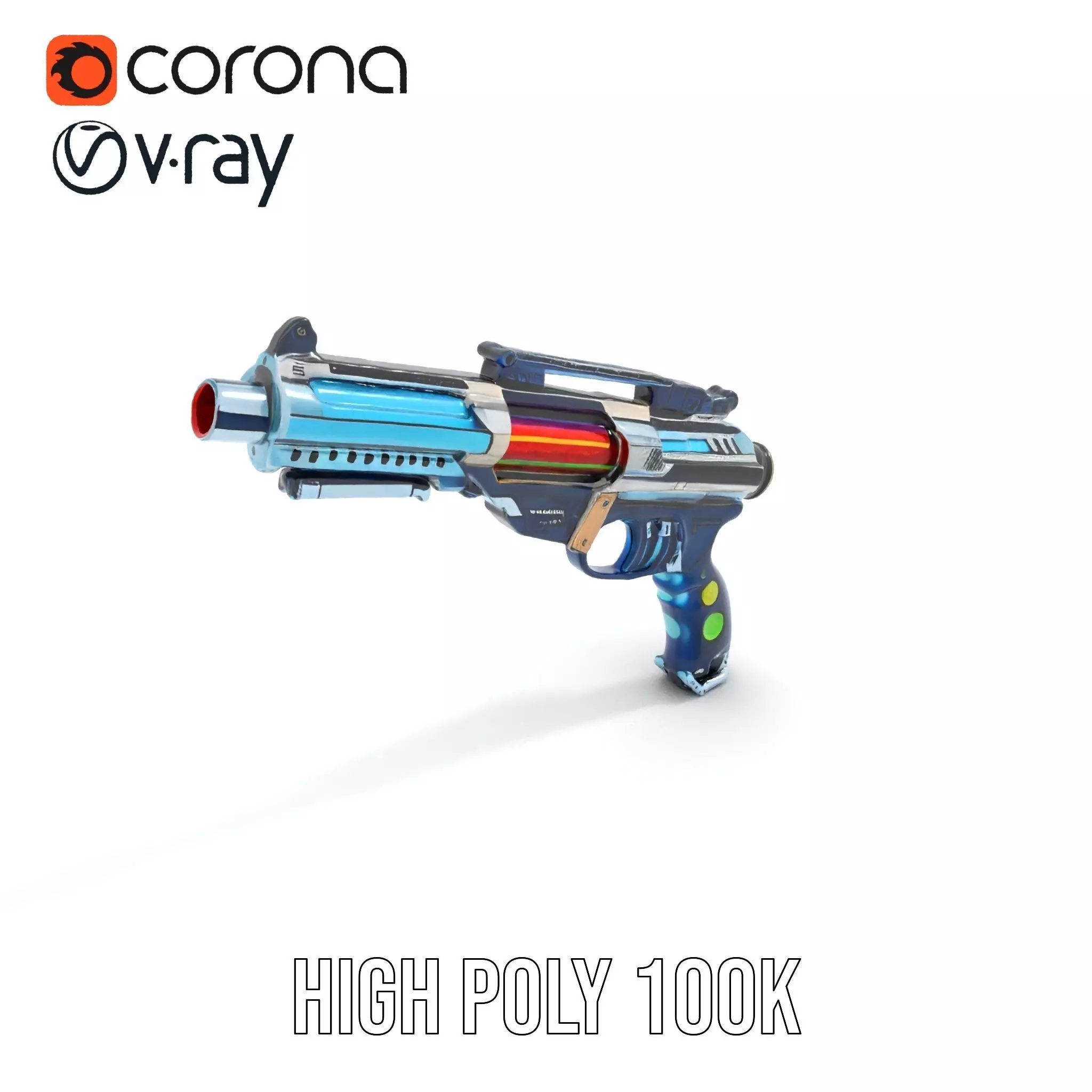 Futuristic Blaster model pack Low-poly 3D model_17