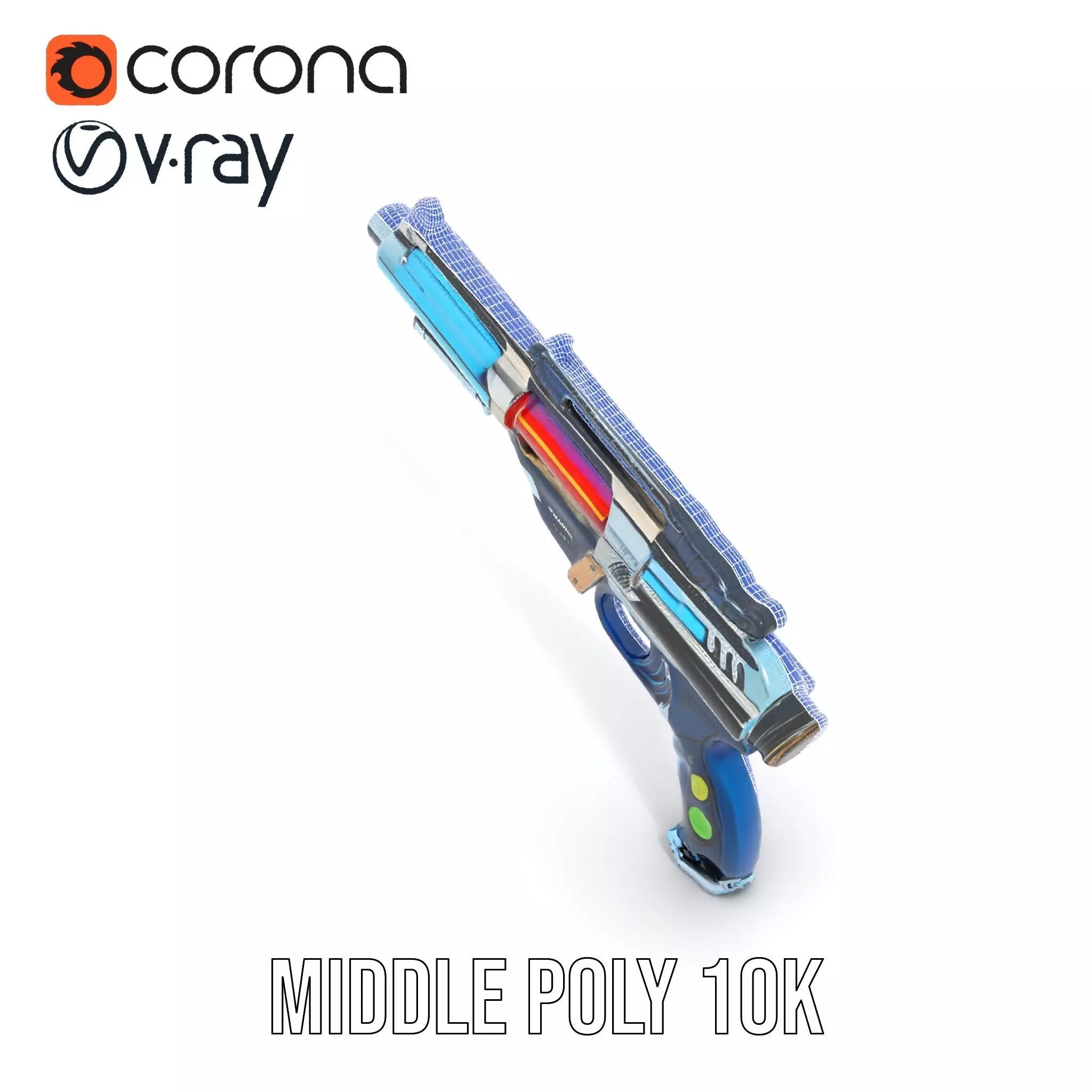 Futuristic Blaster model pack Low-poly 3D model_27