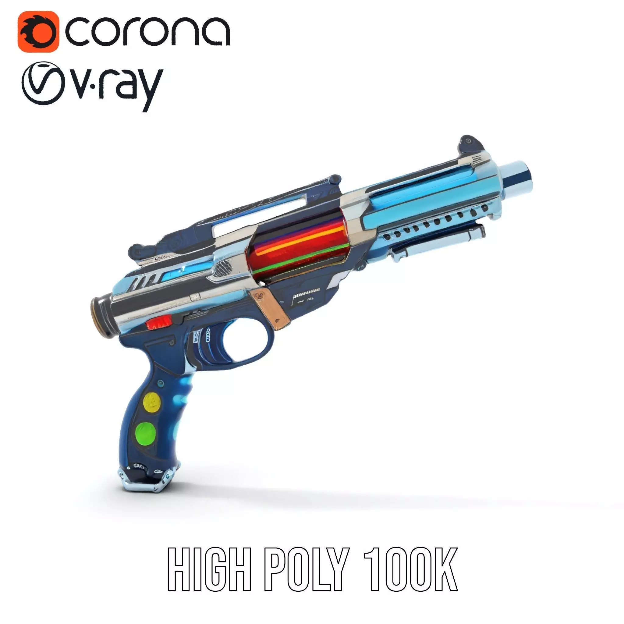 Futuristic Blaster model pack Low-poly 3D model_23