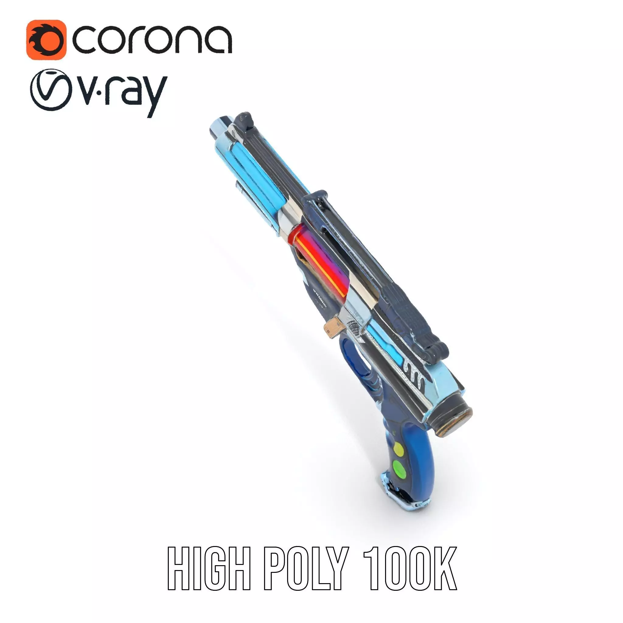 Futuristic Blaster model pack Low-poly 3D model_33