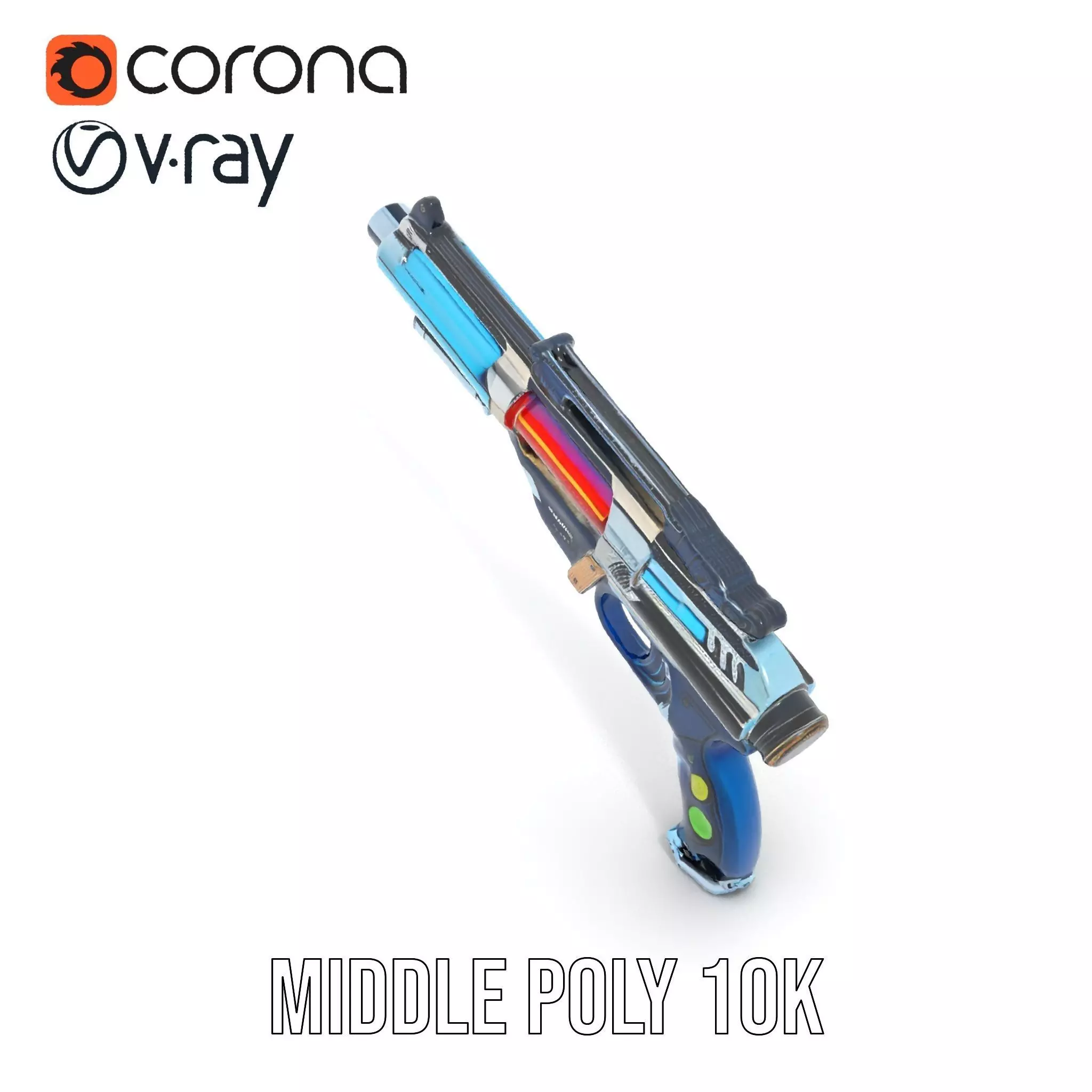 Futuristic Blaster model pack Low-poly 3D model_11