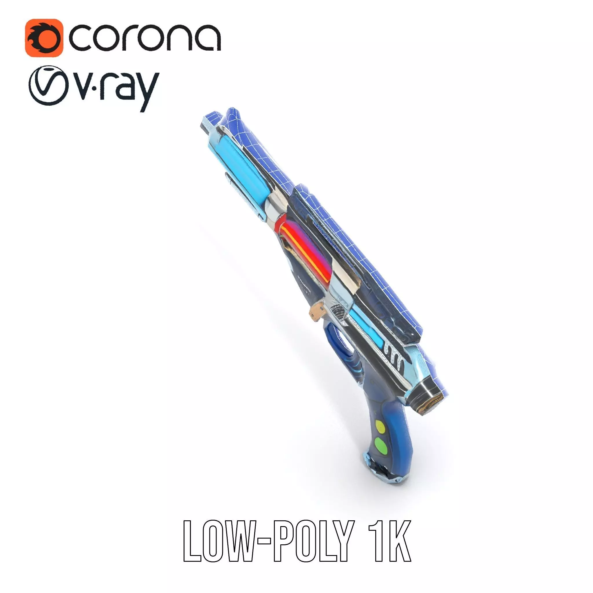 Futuristic Blaster model pack Low-poly 3D model_25