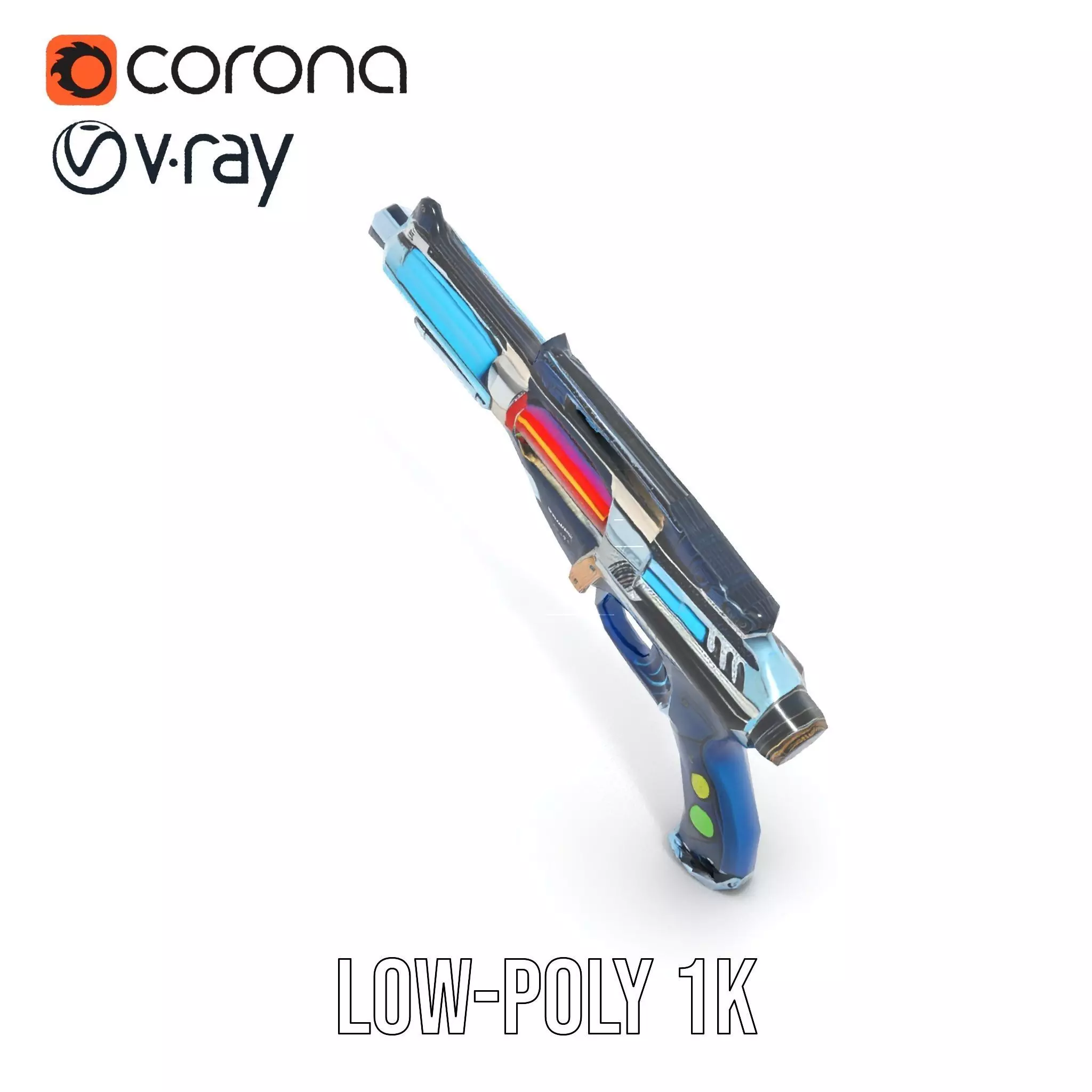 Futuristic Blaster model pack Low-poly 3D model_22