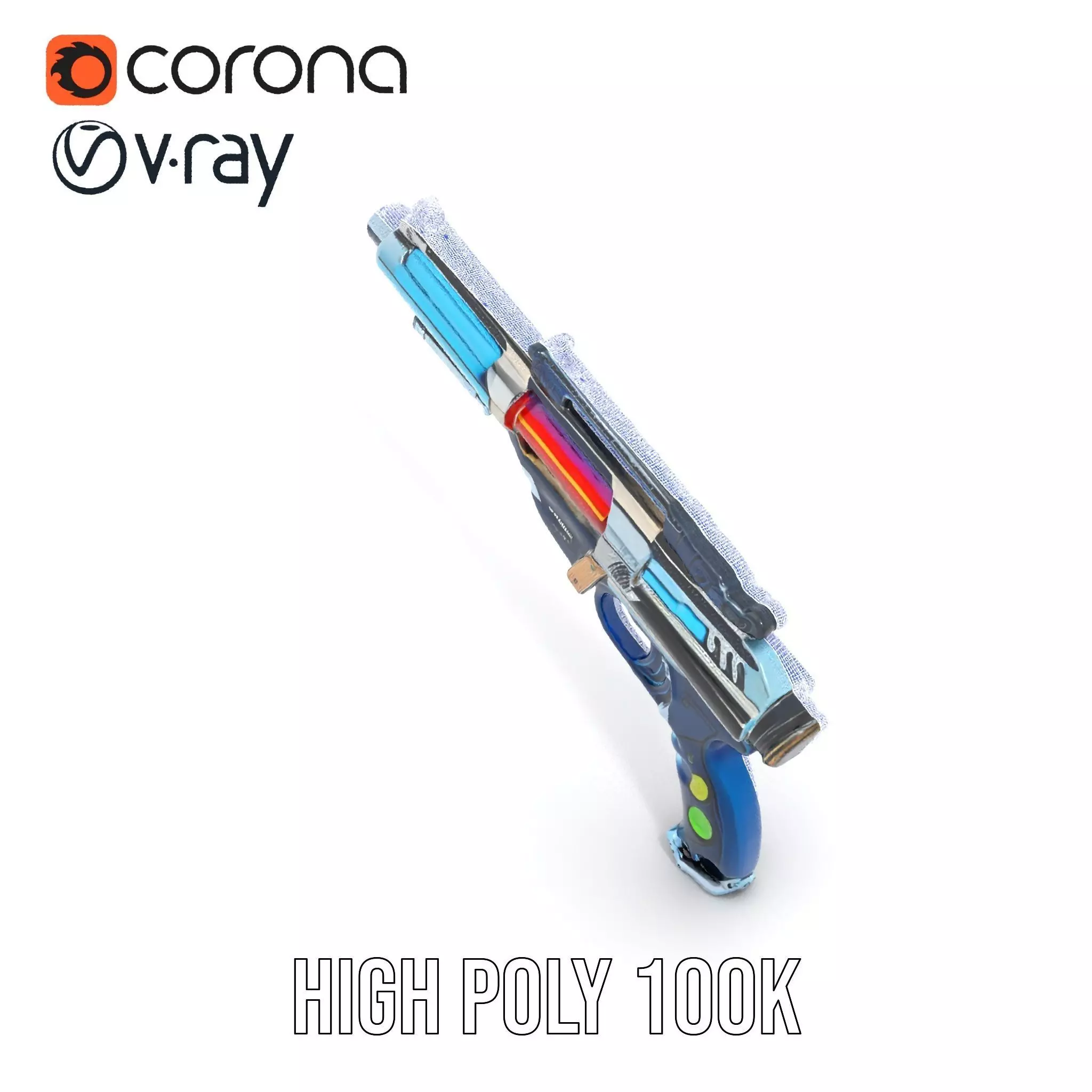 Futuristic Blaster model pack Low-poly 3D model_32