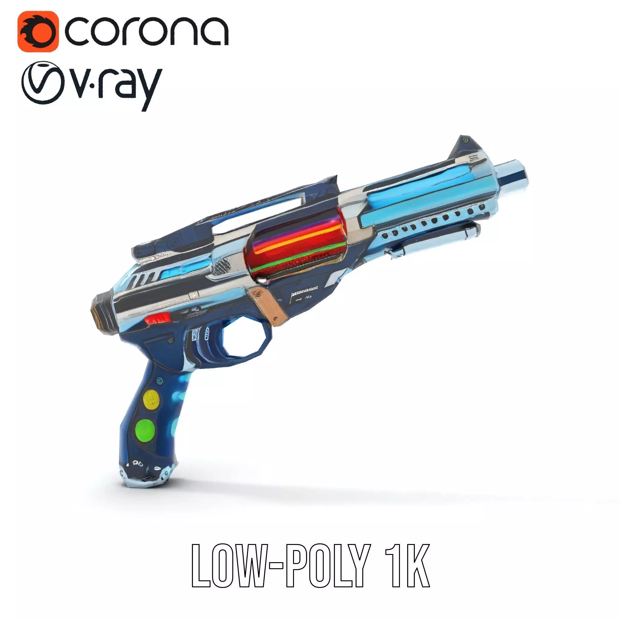 Futuristic Blaster model pack Low-poly 3D model_12