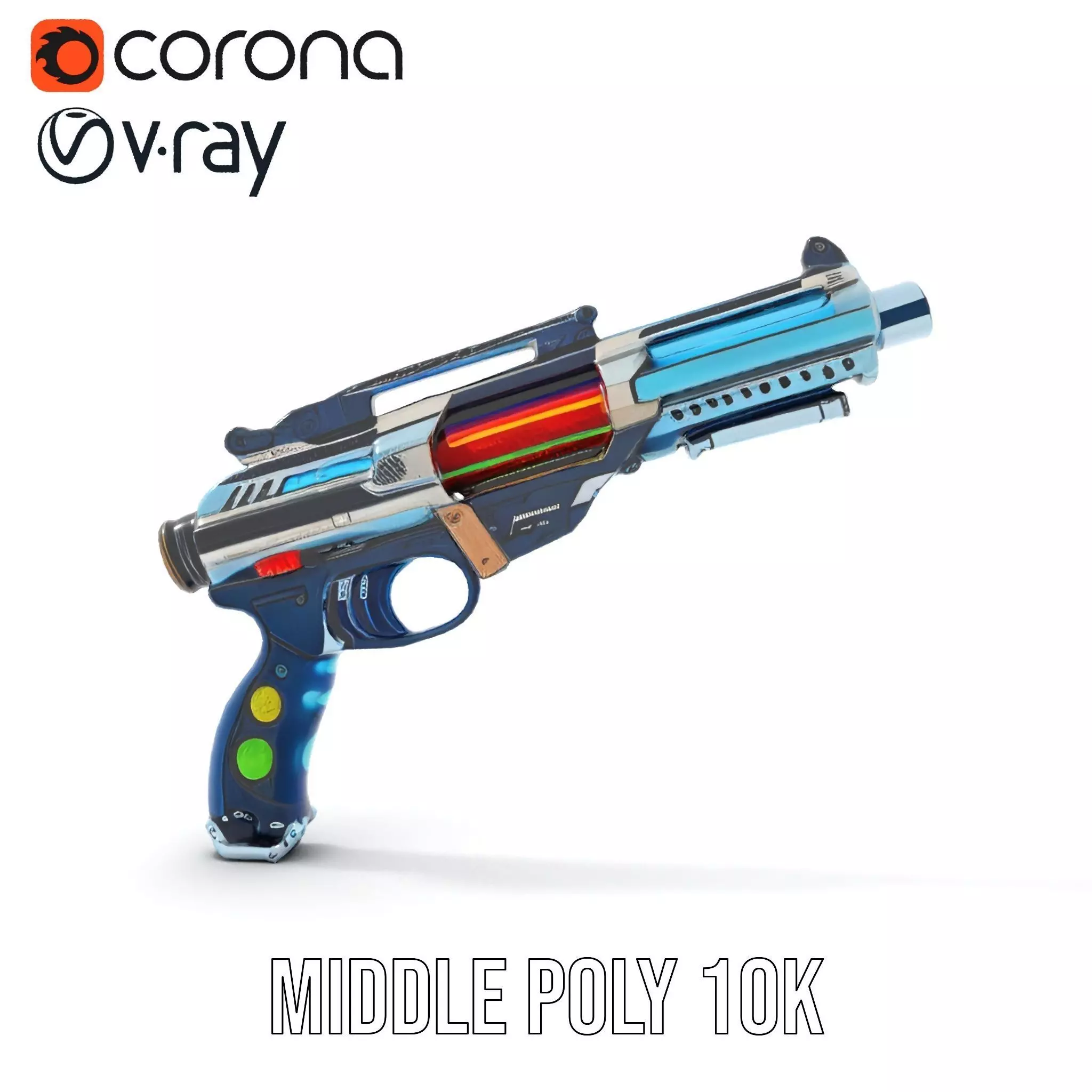 Futuristic Blaster model pack Low-poly 3D model_13