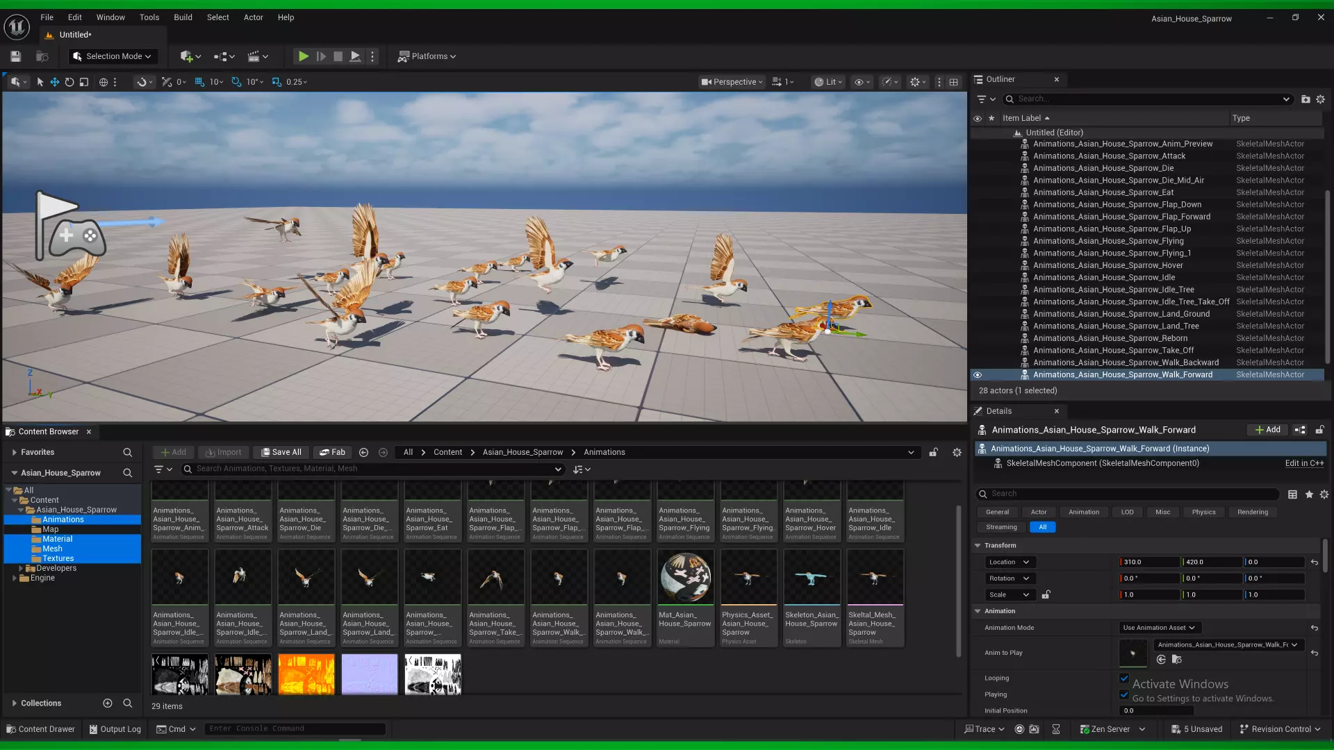 Asian House Sparrow Bird Low-poly 3D model_2