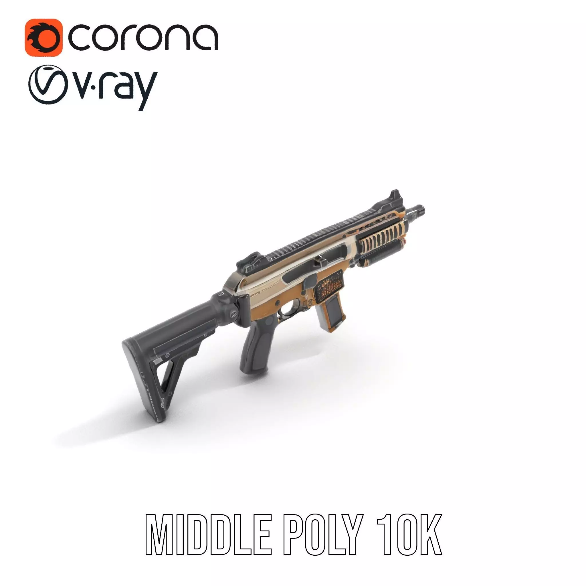 Futuristic Bronze Rifle model pack Low-poly 3D model_5