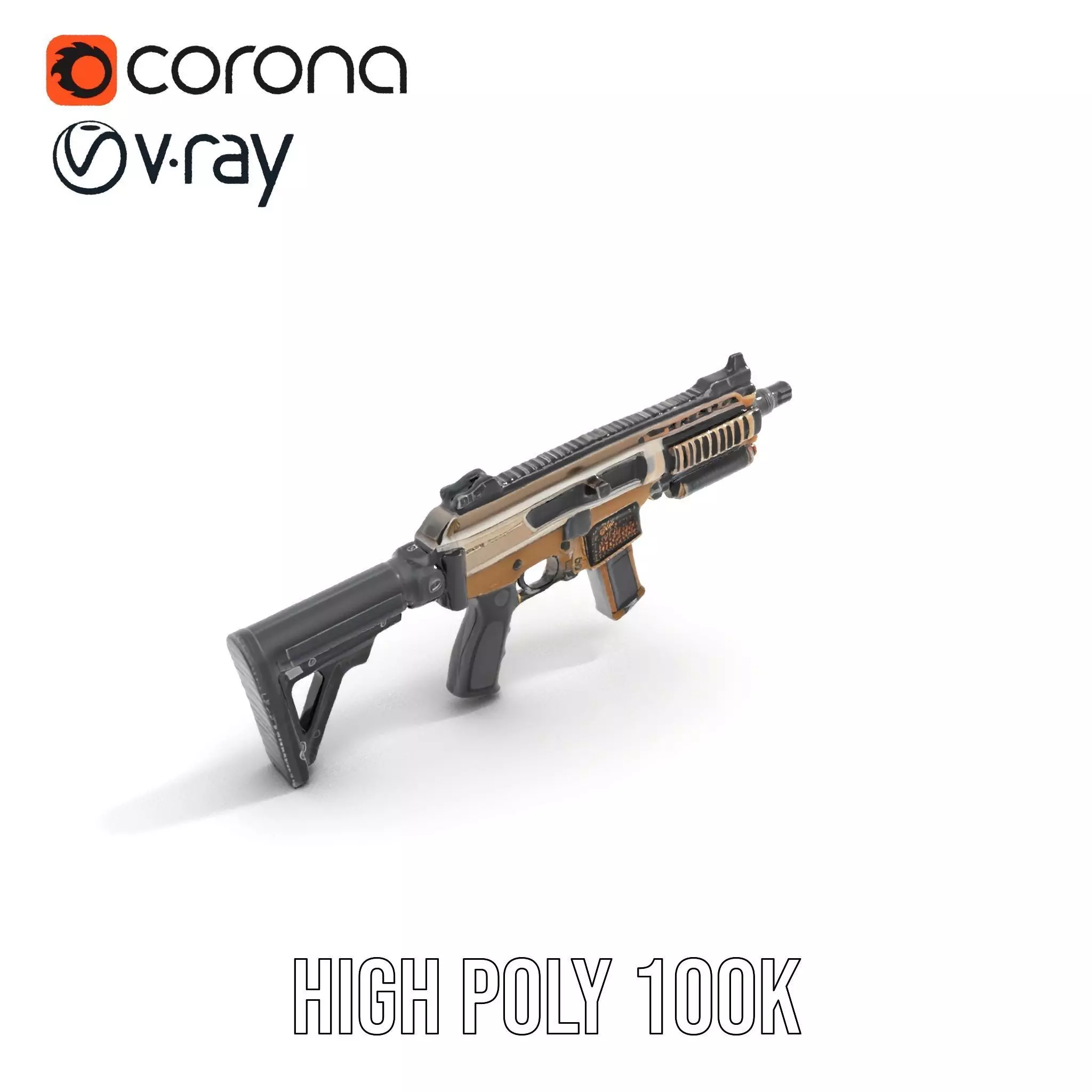Futuristic Bronze Rifle model pack Low-poly 3D model_18