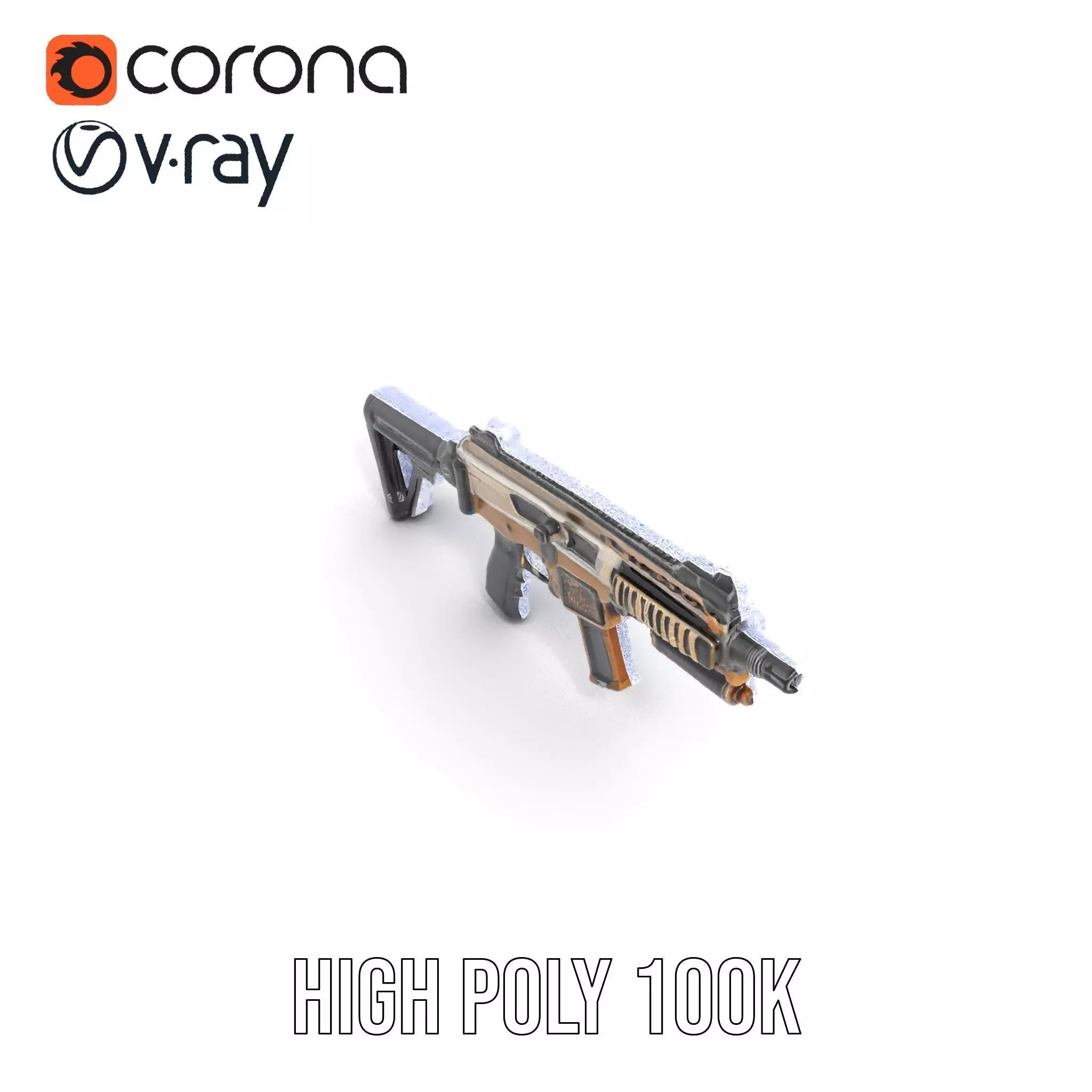 Futuristic Bronze Rifle model pack Low-poly 3D model_33