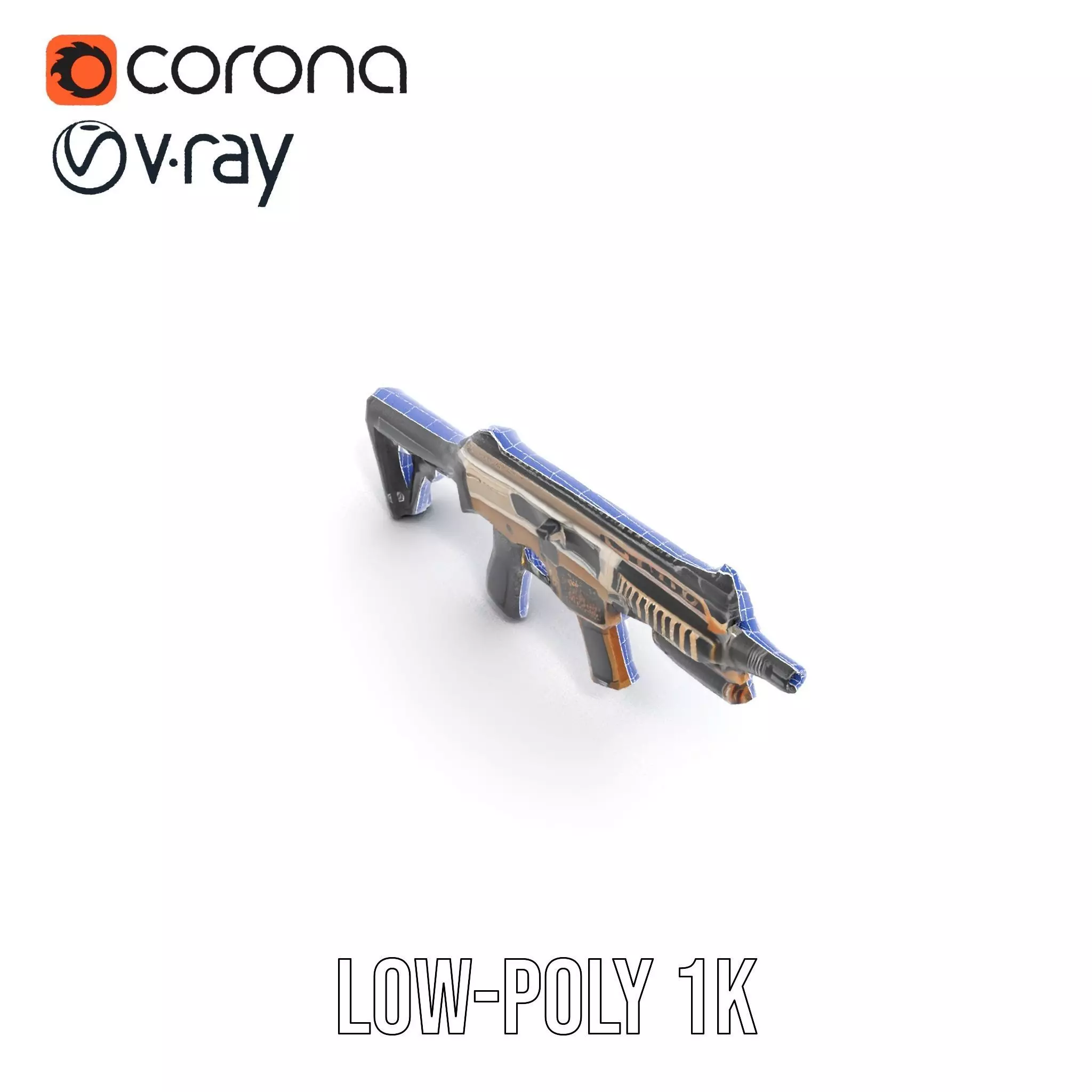 Futuristic Bronze Rifle model pack Low-poly 3D model_12