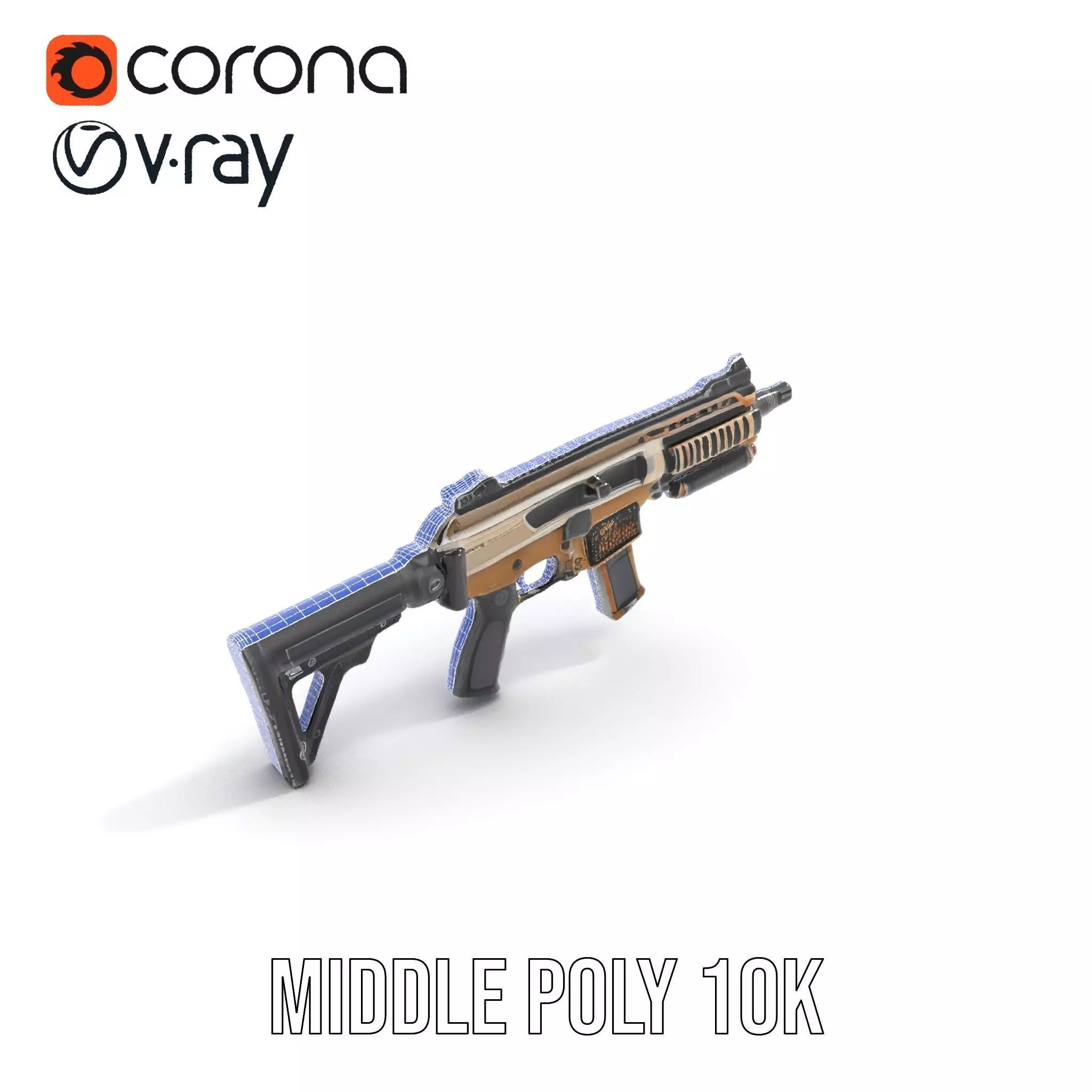 Futuristic Bronze Rifle model pack Low-poly 3D model_27