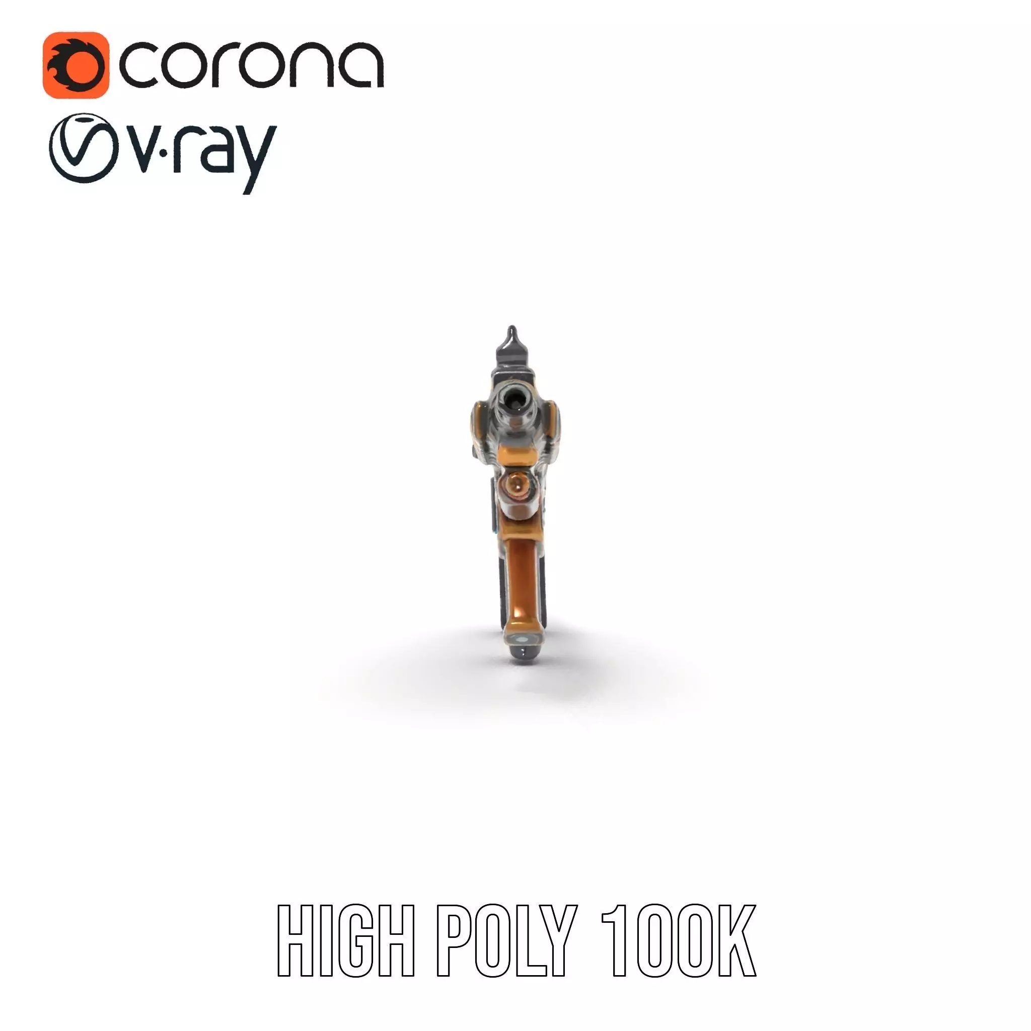 Futuristic Bronze Rifle model pack Low-poly 3D model_26