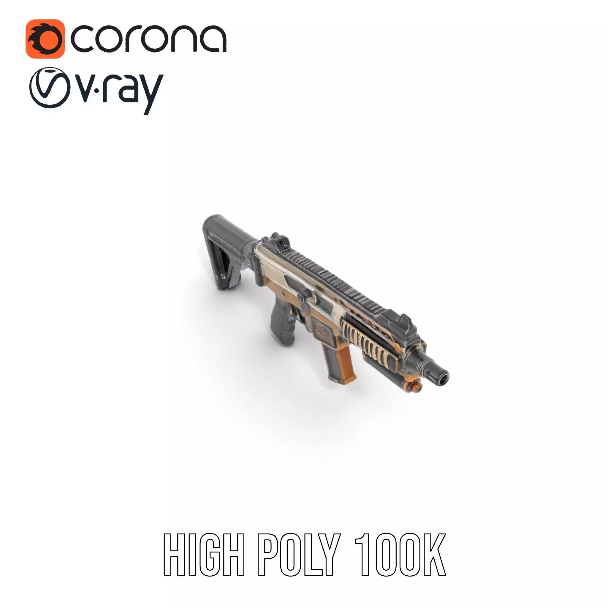 Futuristic Bronze Rifle model pack Low-poly 3D model_15