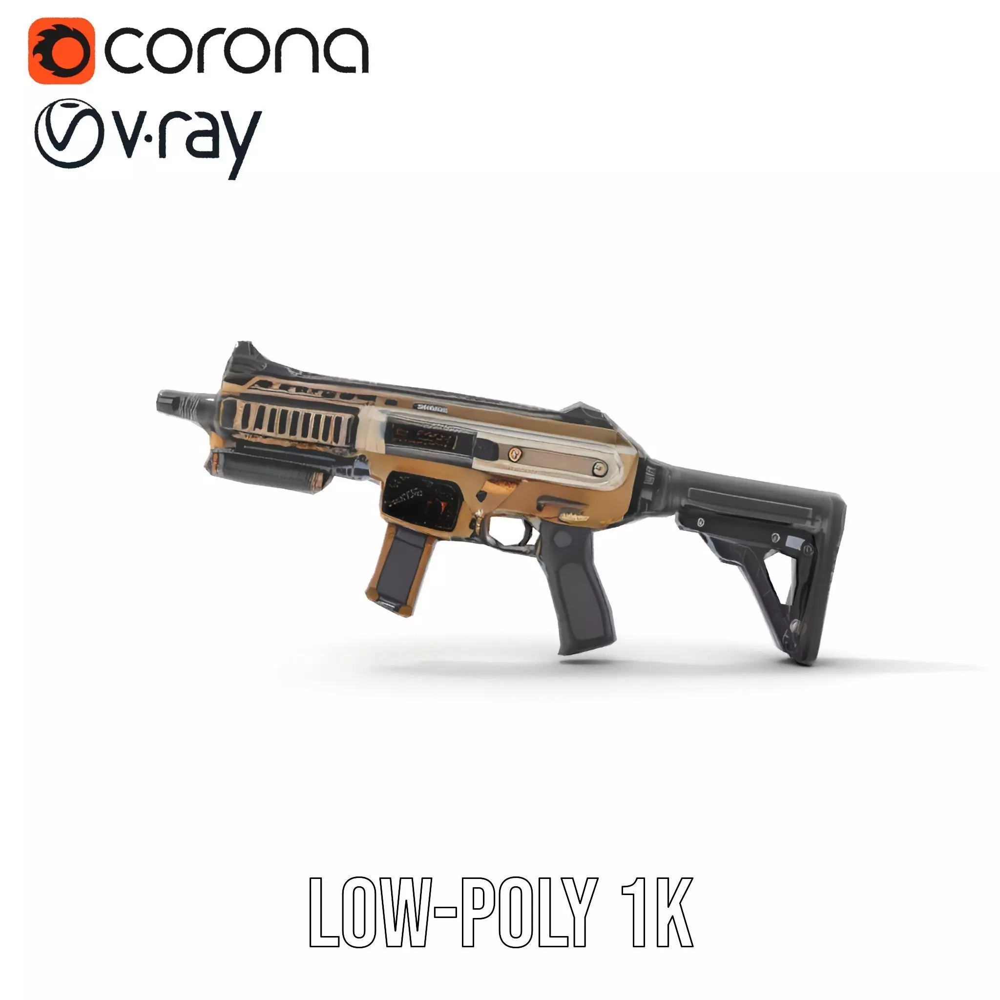 Futuristic Bronze Rifle model pack Low-poly 3D model_17