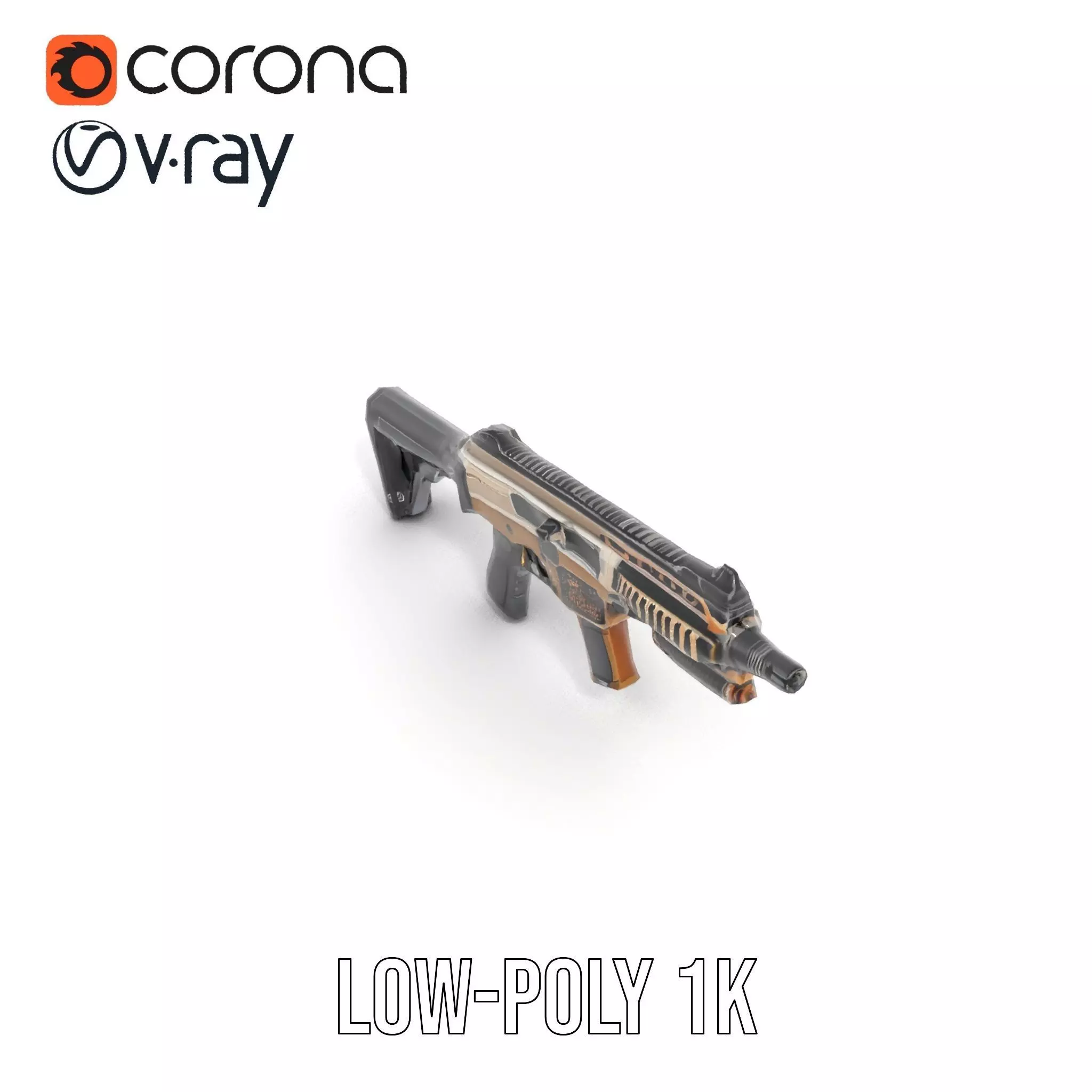 Futuristic Bronze Rifle model pack Low-poly 3D model_9