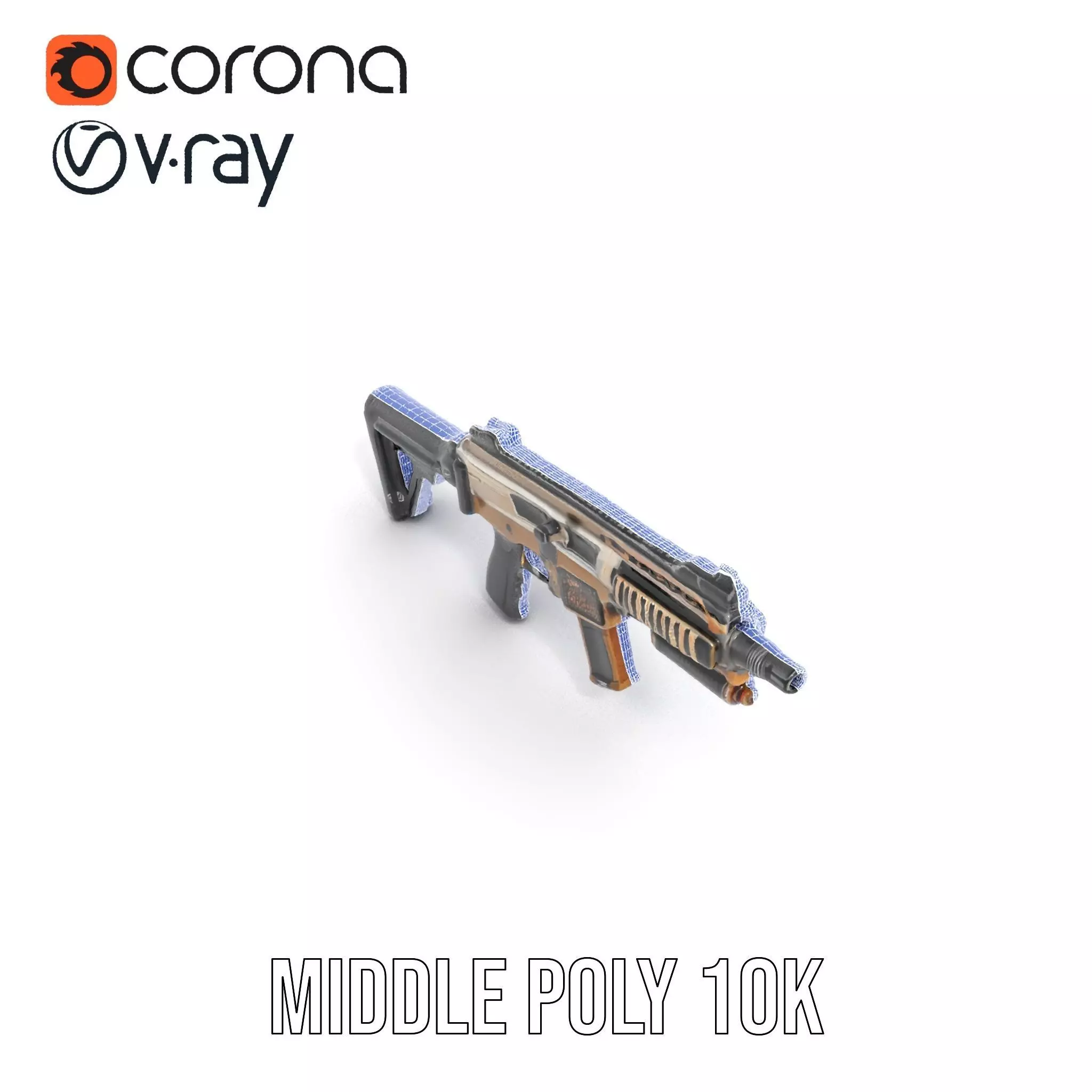 Futuristic Bronze Rifle model pack Low-poly 3D model_21