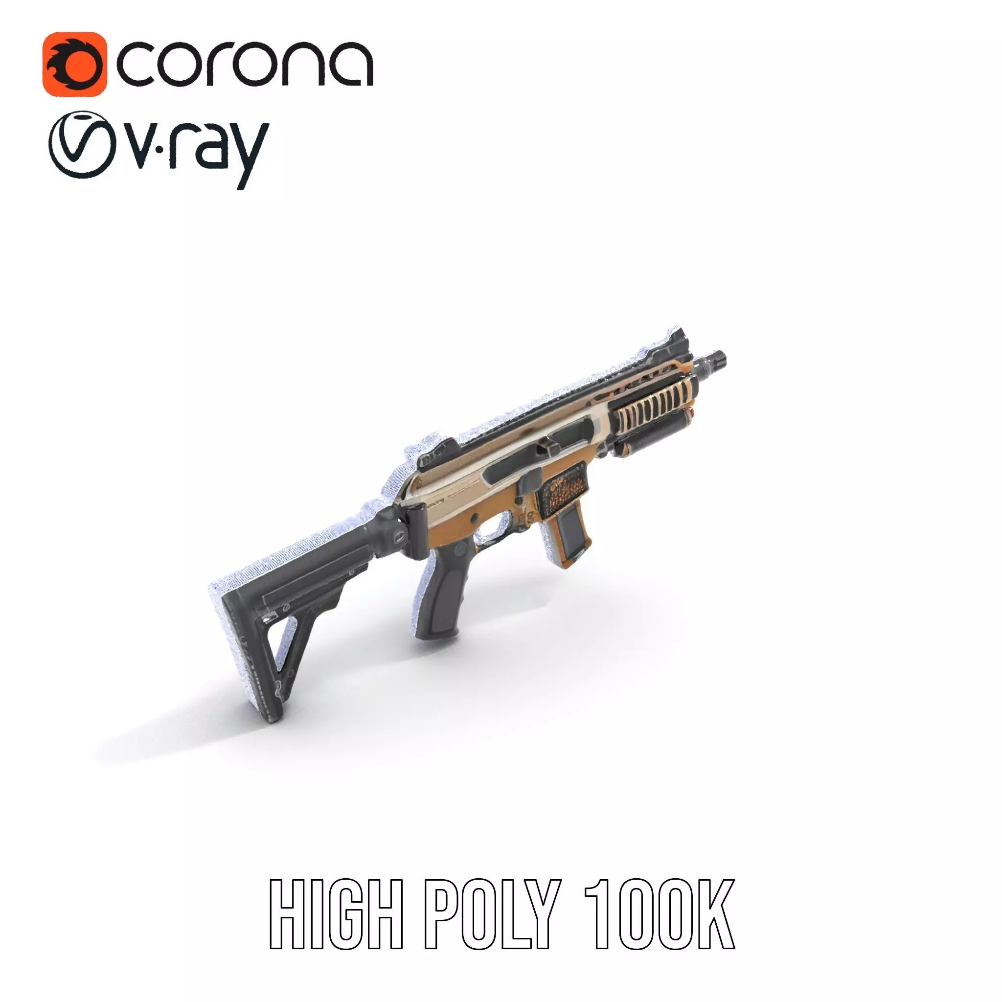 Futuristic Bronze Rifle model pack Low-poly 3D model_32
