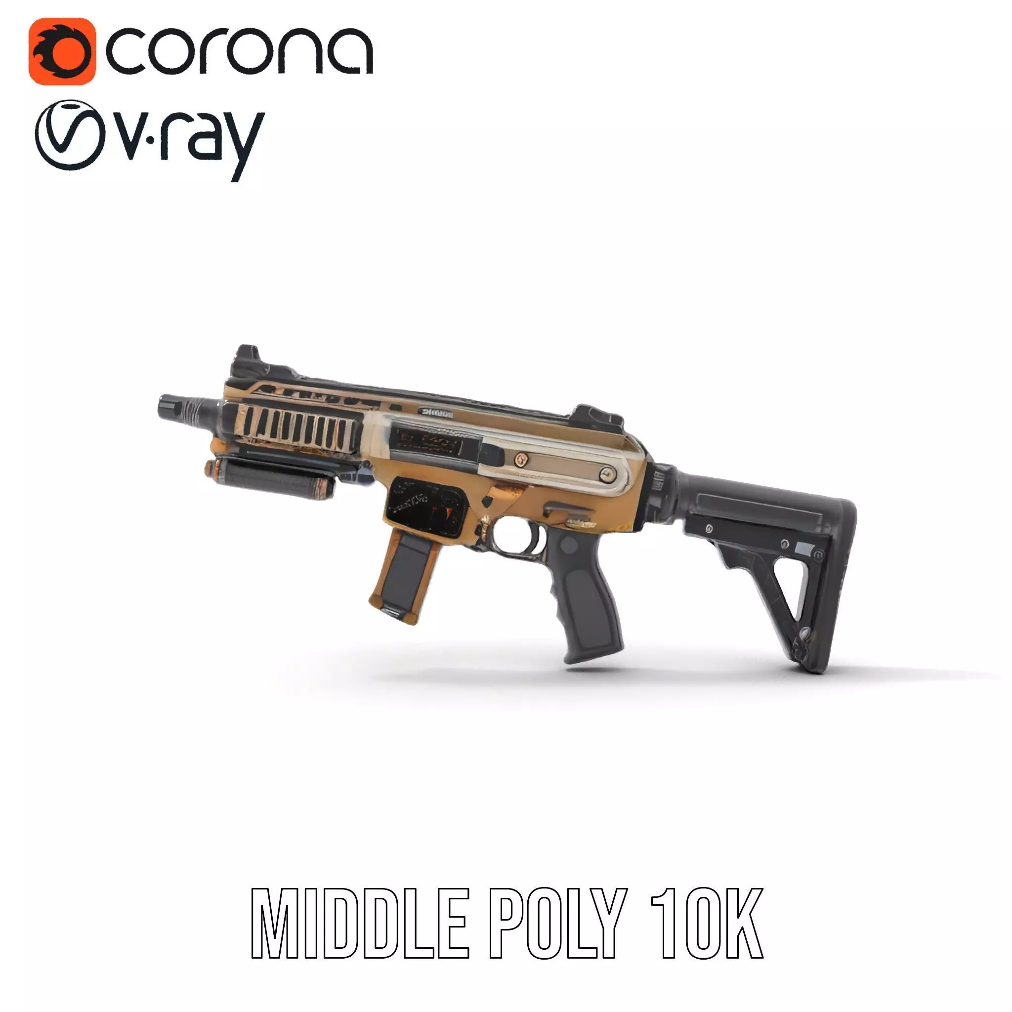 Futuristic Bronze Rifle model pack Low-poly 3D model_11