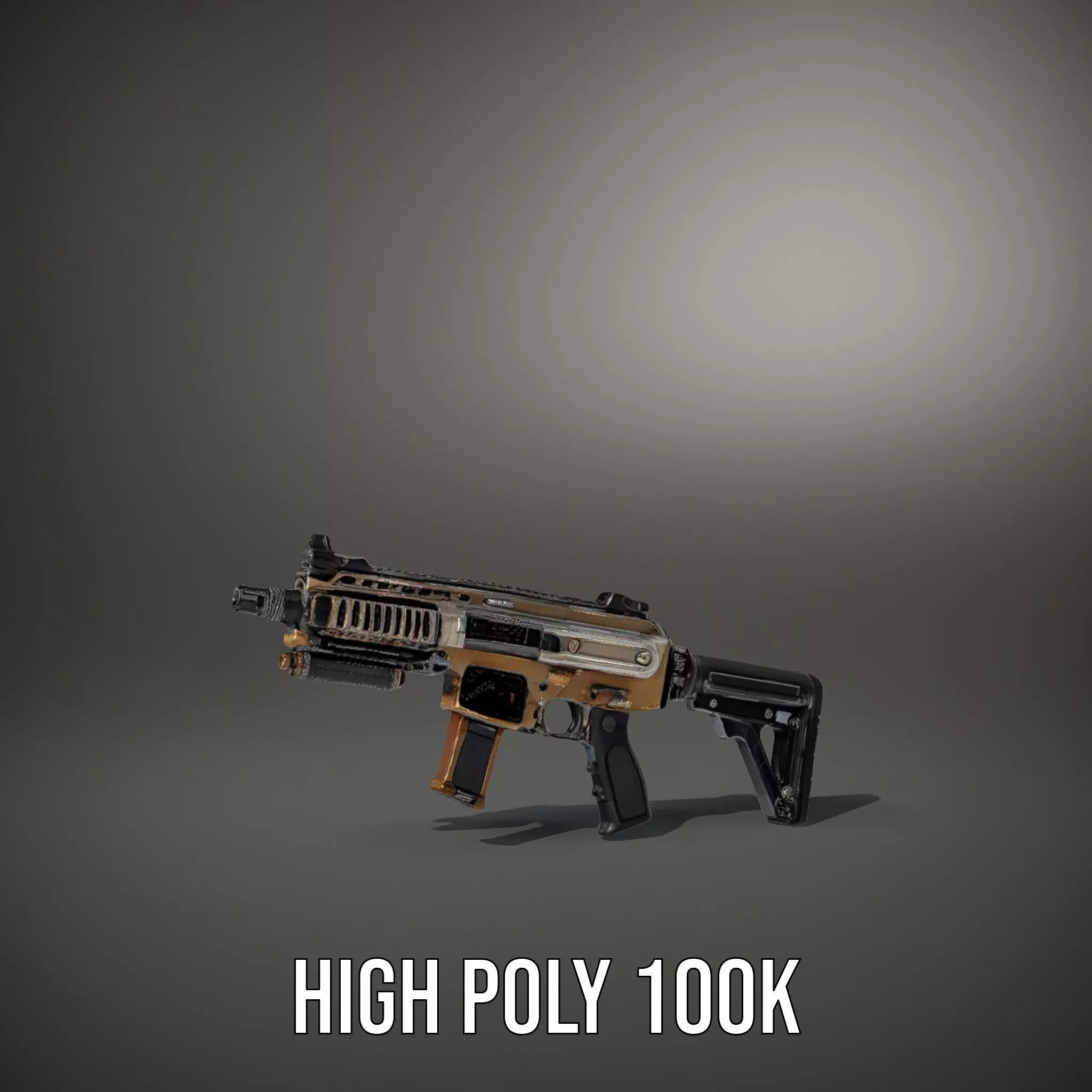 Futuristic Bronze Rifle model pack Low-poly 3D model_8