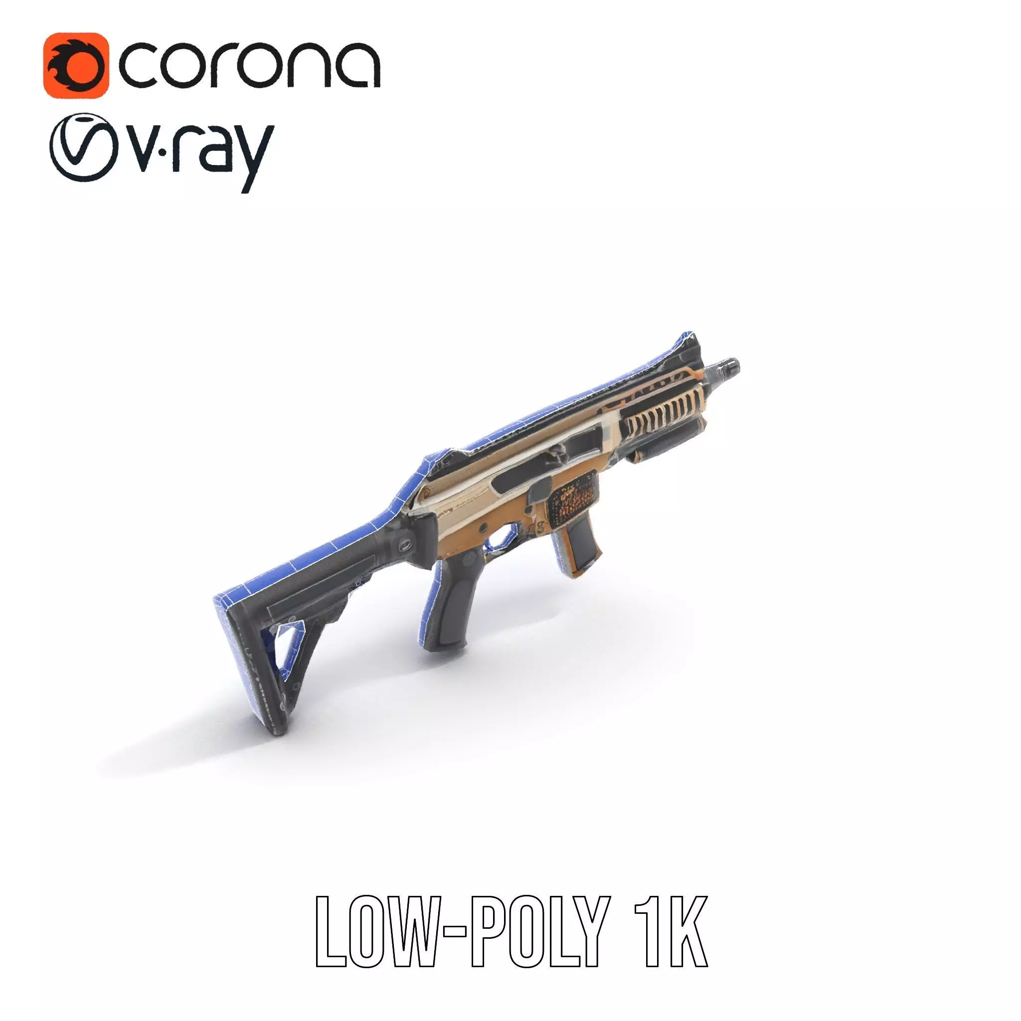 Futuristic Bronze Rifle model pack Low-poly 3D model_22