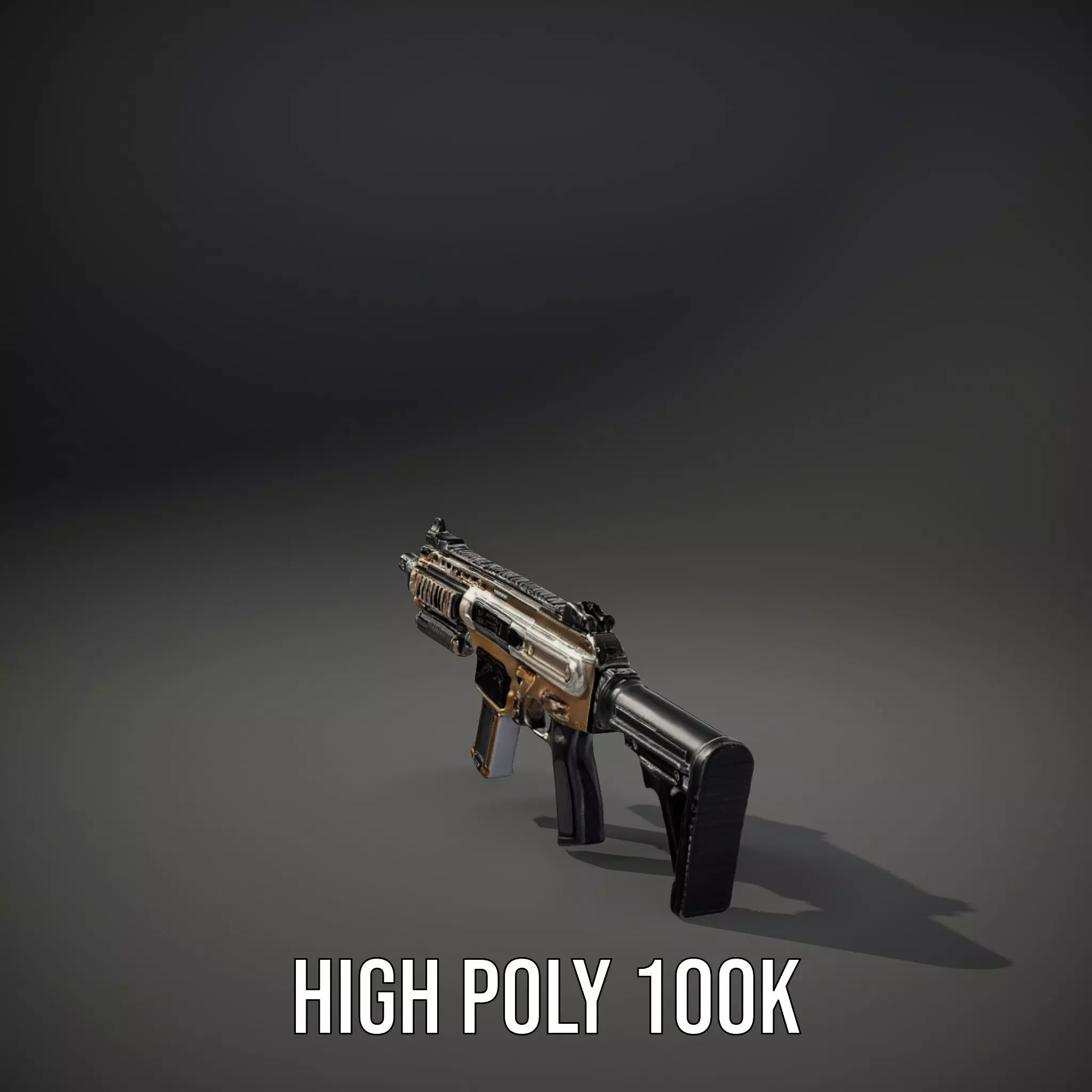 Futuristic Bronze Rifle model pack Low-poly 3D model_10