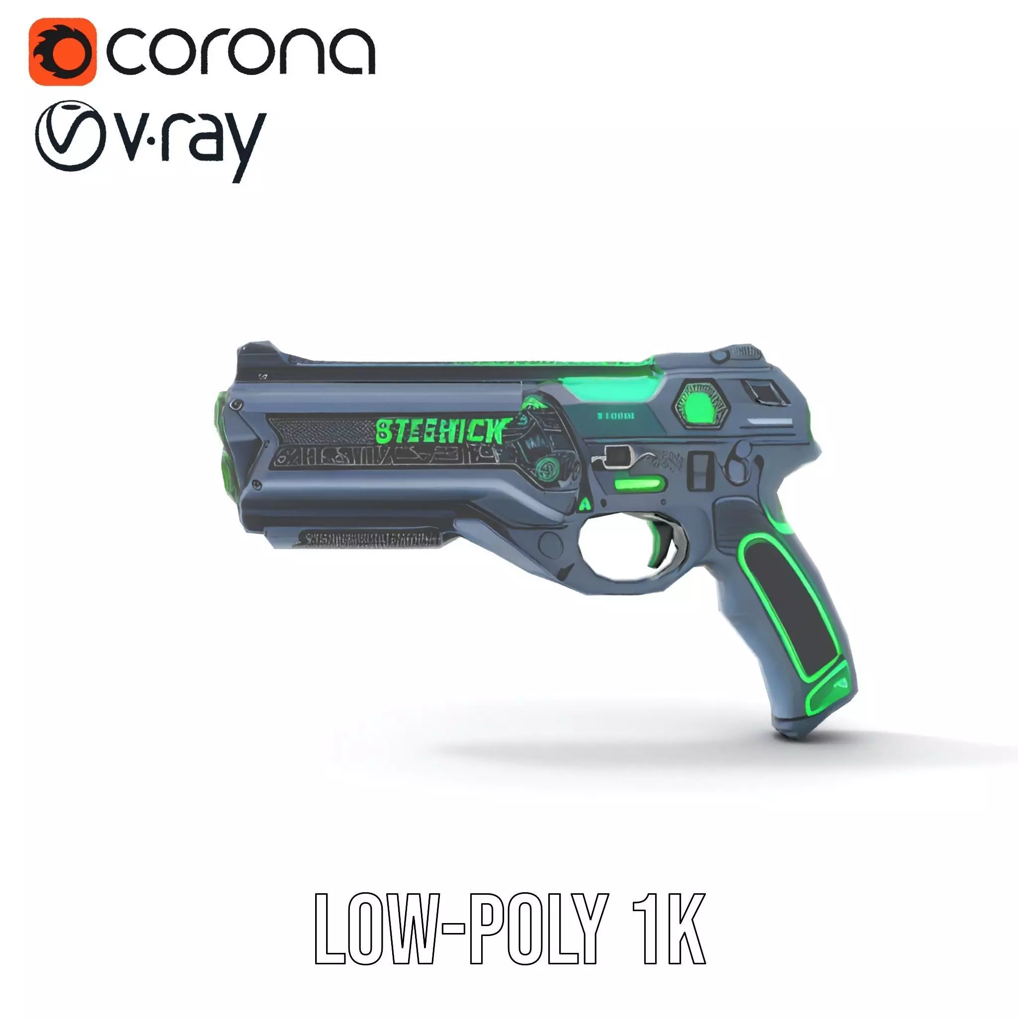 Neon Blaster model pack Low-poly 3D model_12