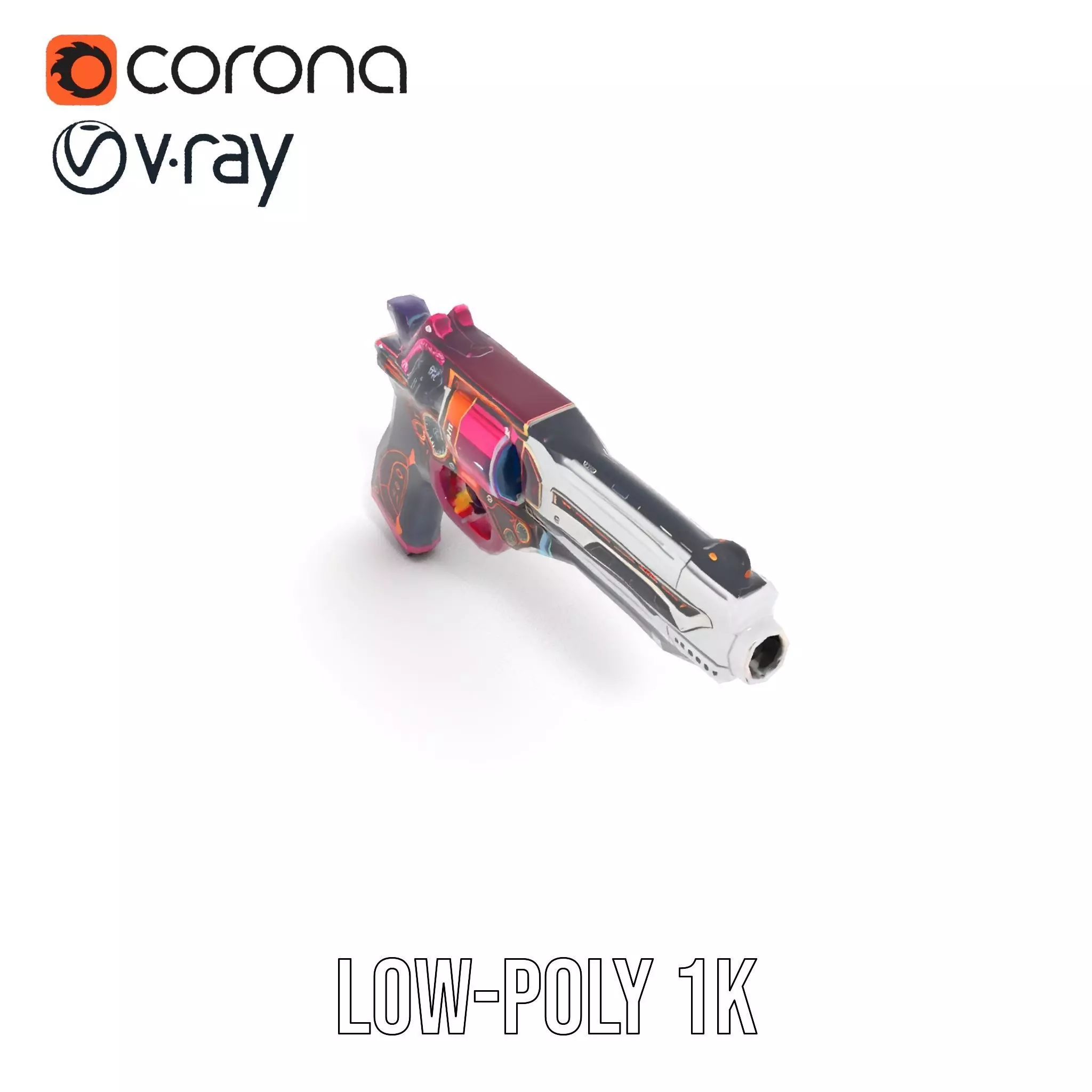 Futuristic Pistol model pack Low-poly 3D model_16