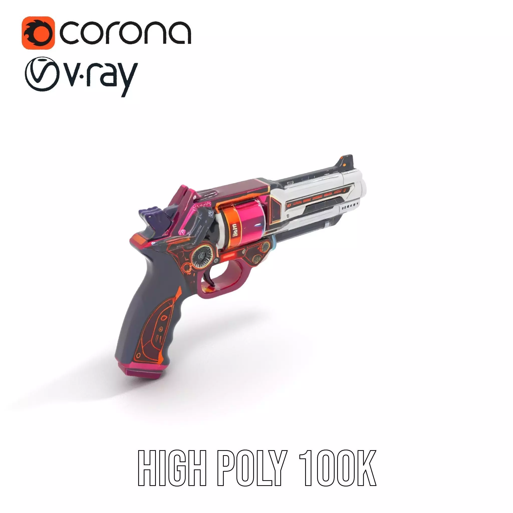 Futuristic Pistol model pack Low-poly 3D model_25