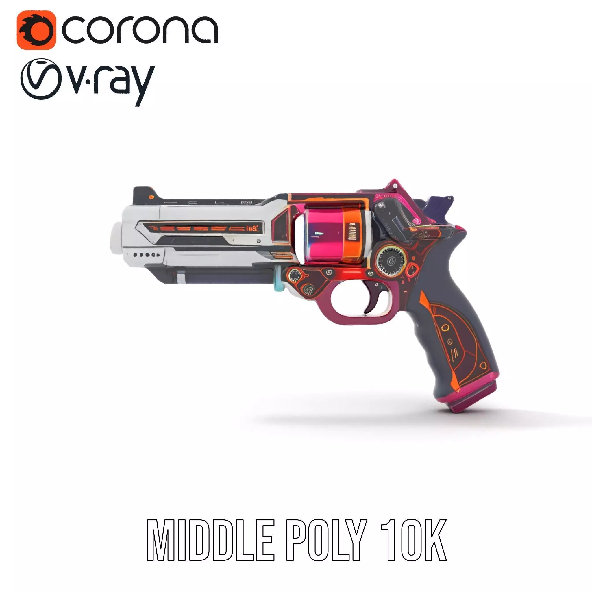 Futuristic Pistol model pack Low-poly 3D model_12