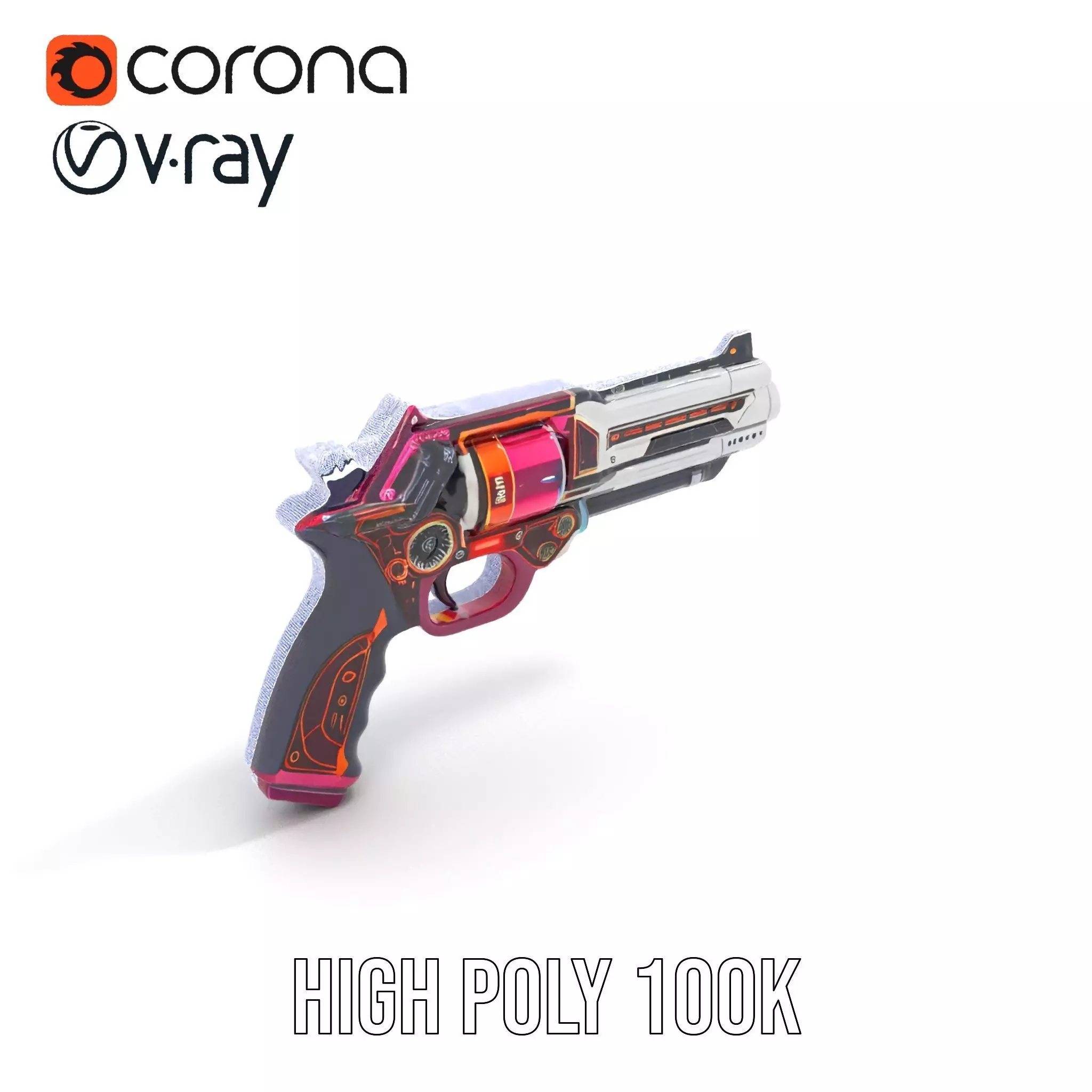 Futuristic Pistol model pack Low-poly 3D model_31