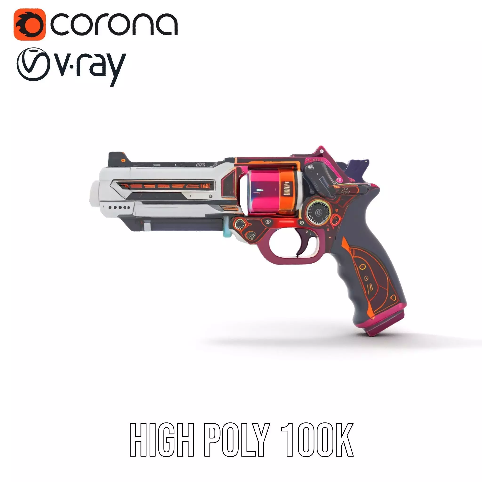 Futuristic Pistol model pack Low-poly 3D model_22