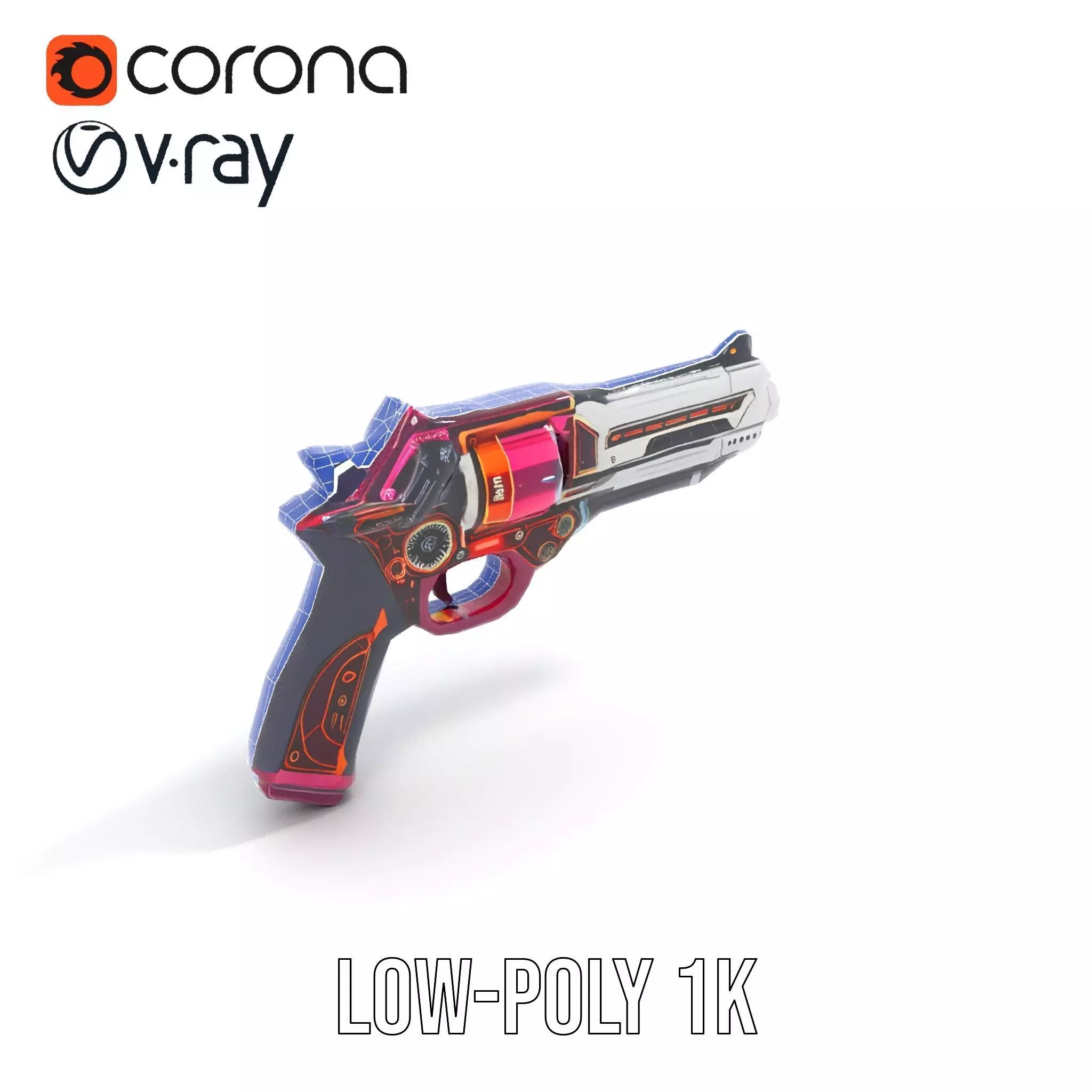 Futuristic Pistol model pack Low-poly 3D model_24