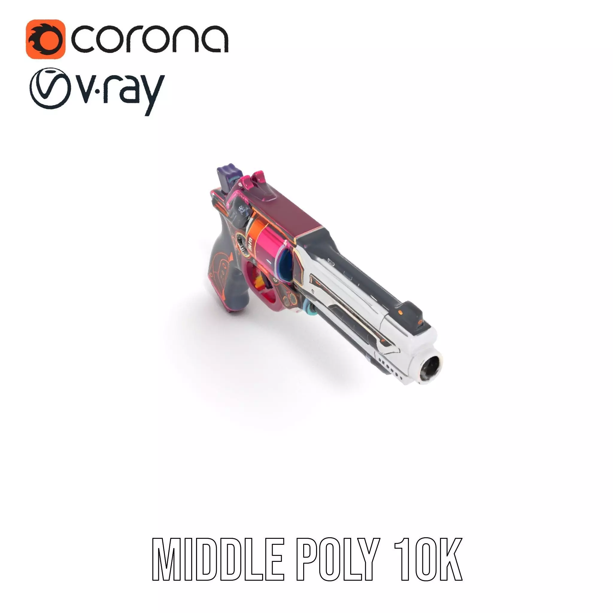 Futuristic Pistol model pack Low-poly 3D model_5