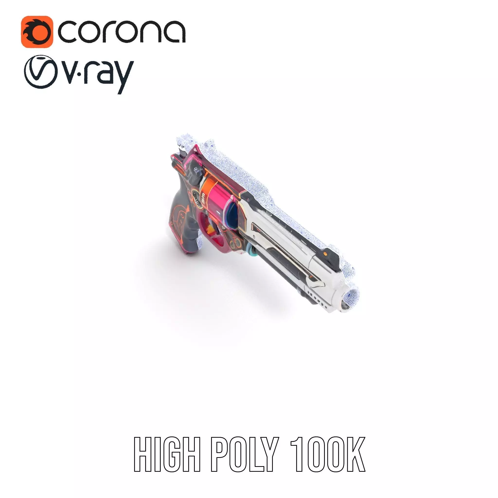 Futuristic Pistol model pack Low-poly 3D model_33