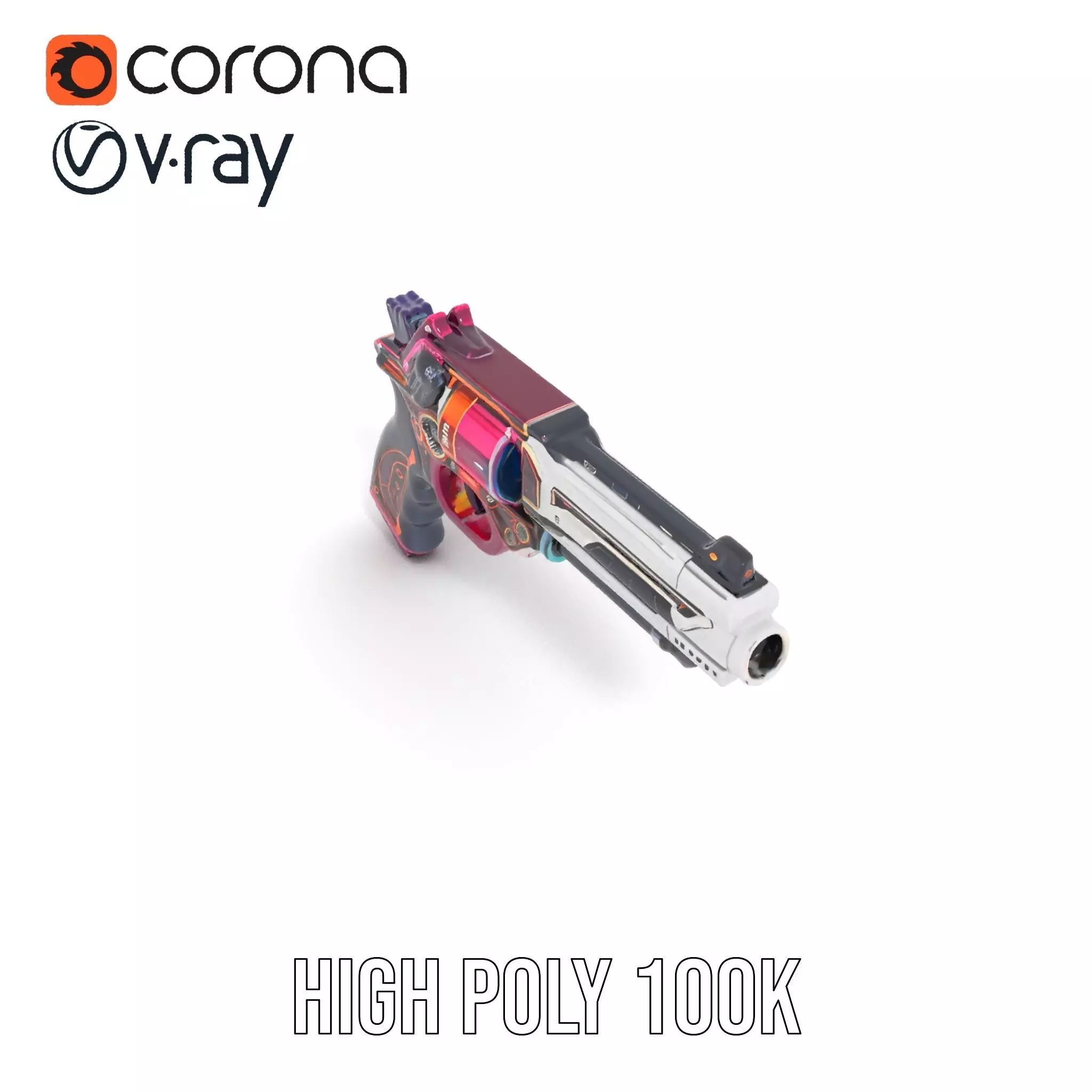 Futuristic Pistol model pack Low-poly 3D model_17