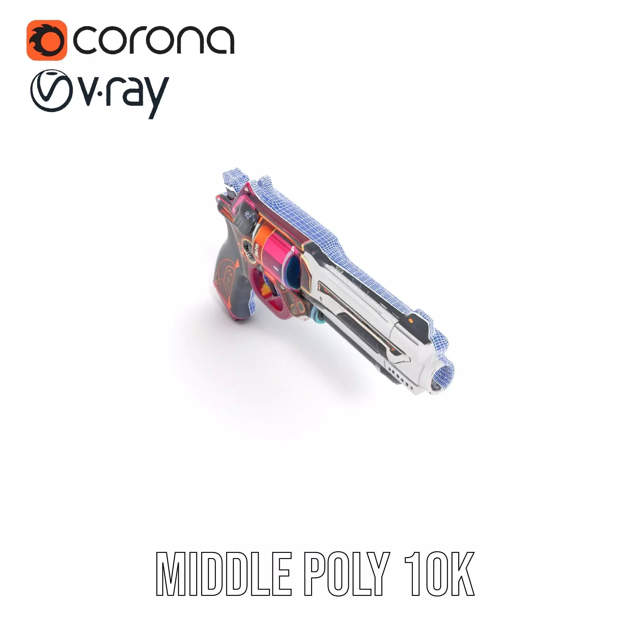 Futuristic Pistol model pack Low-poly 3D model_23