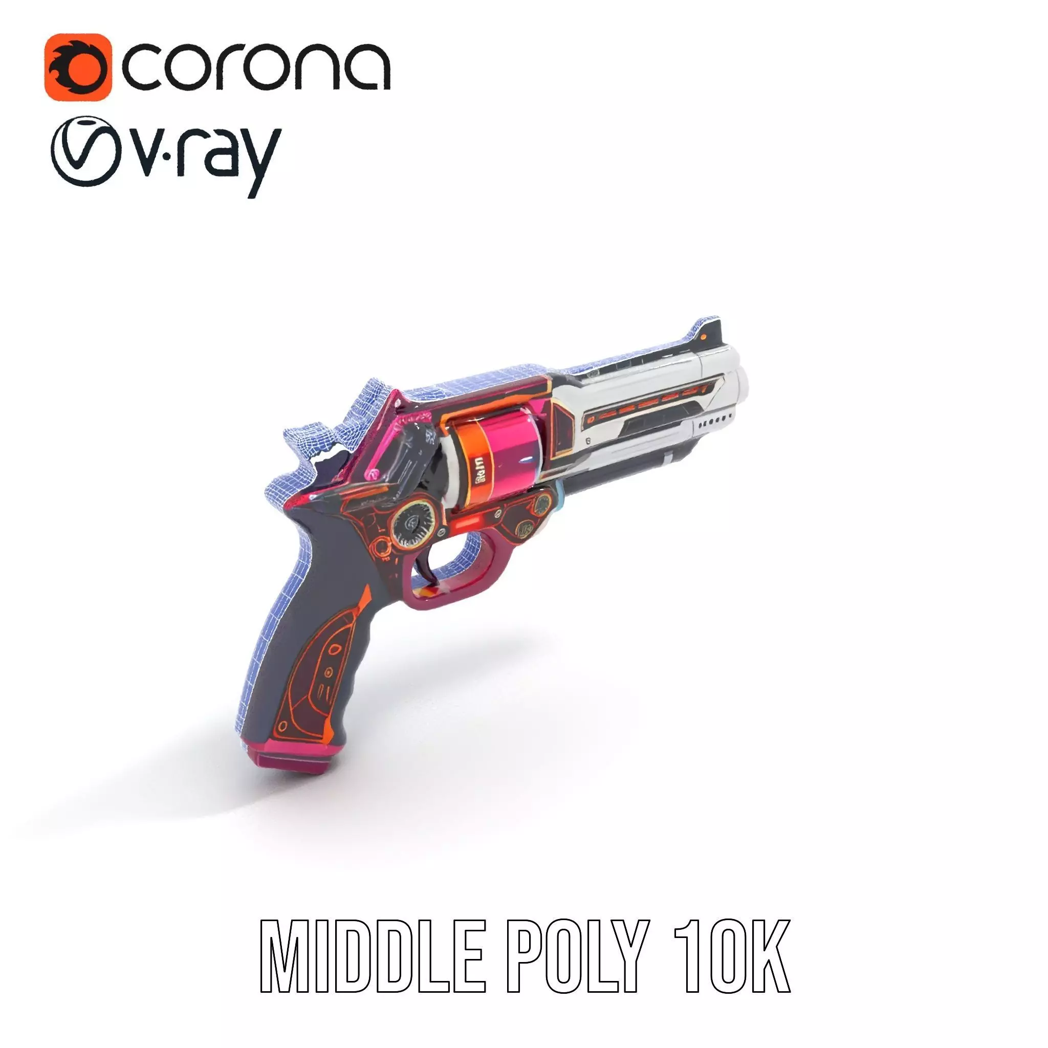 Futuristic Pistol model pack Low-poly 3D model_20