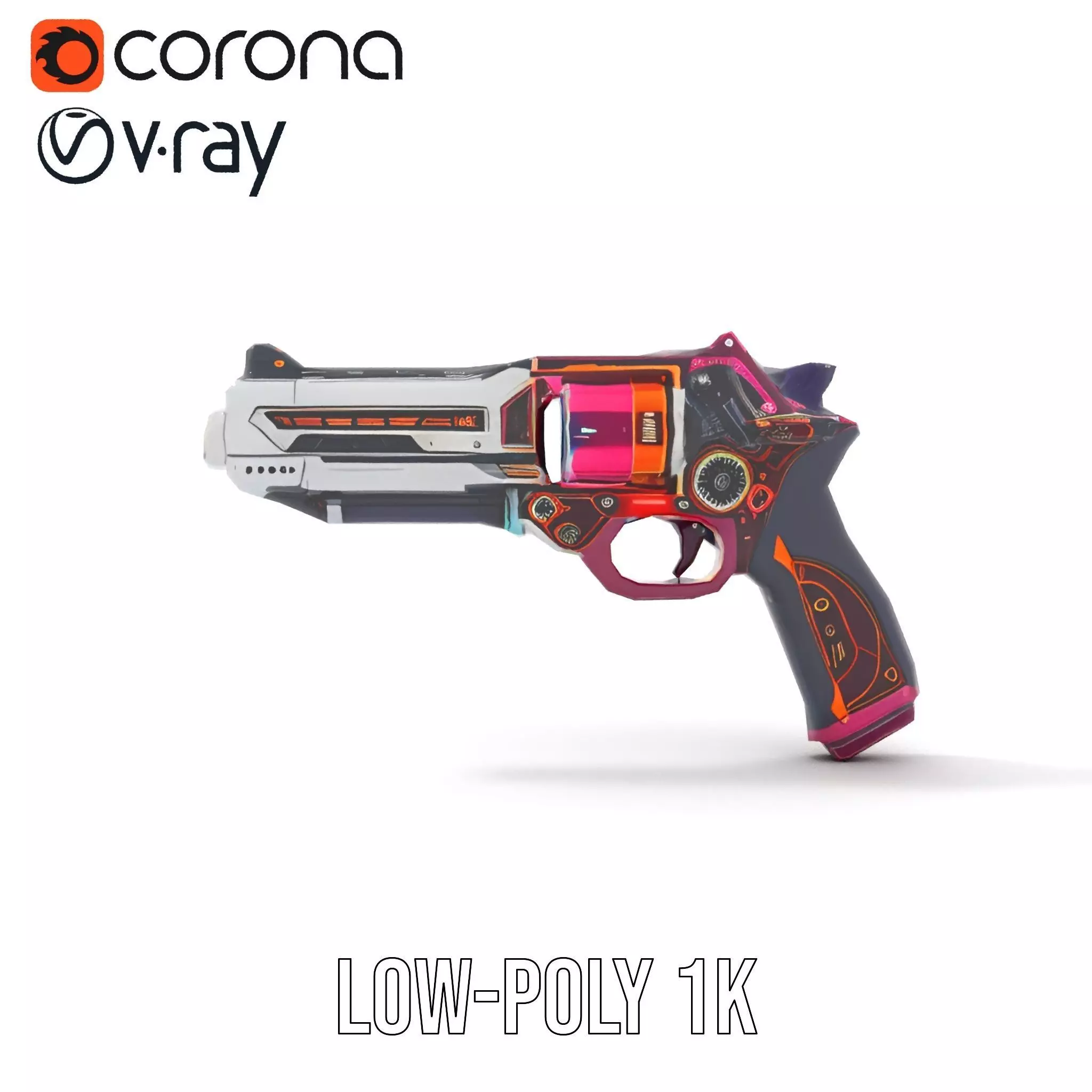 Futuristic Pistol model pack Low-poly 3D model_13