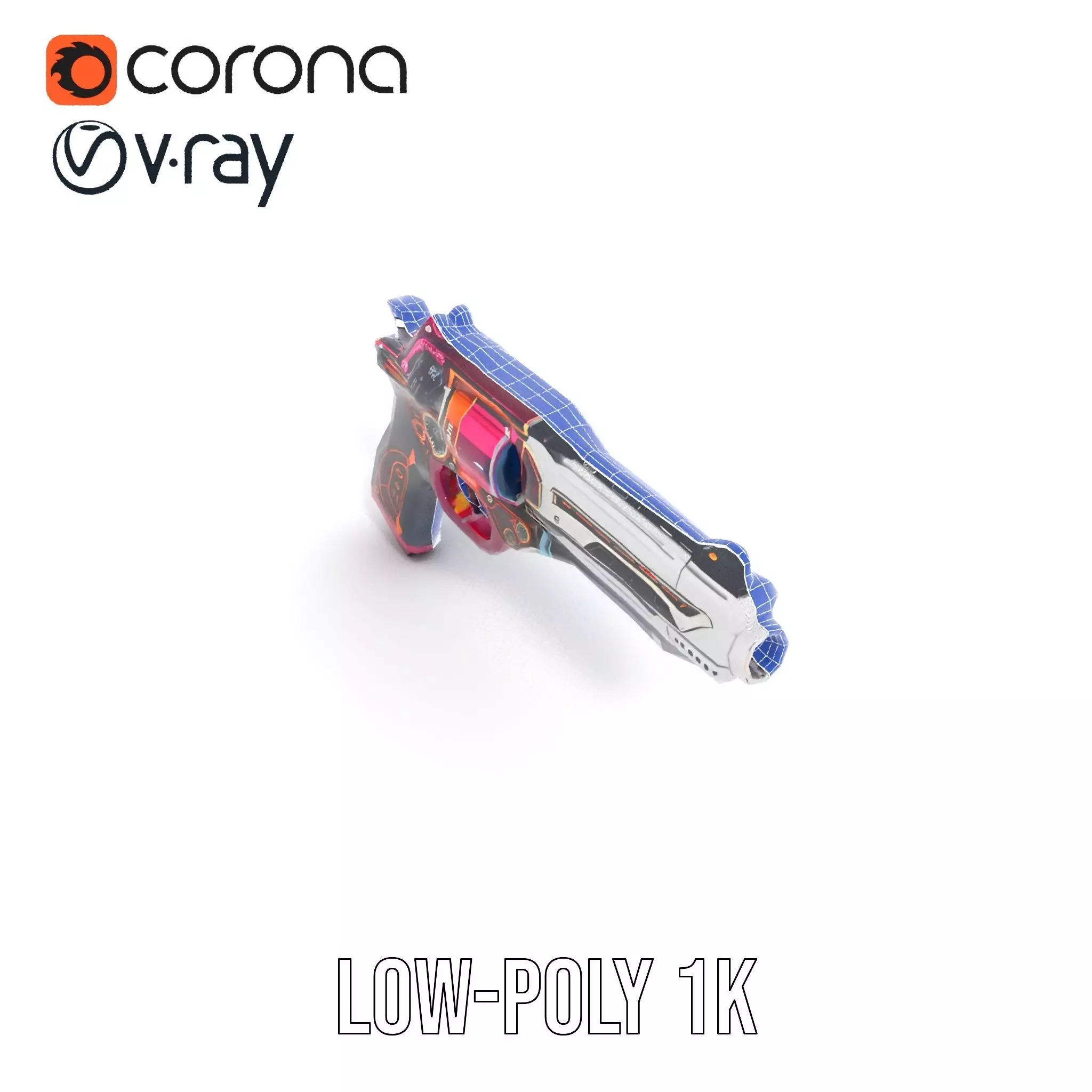 Futuristic Pistol model pack Low-poly 3D model_19