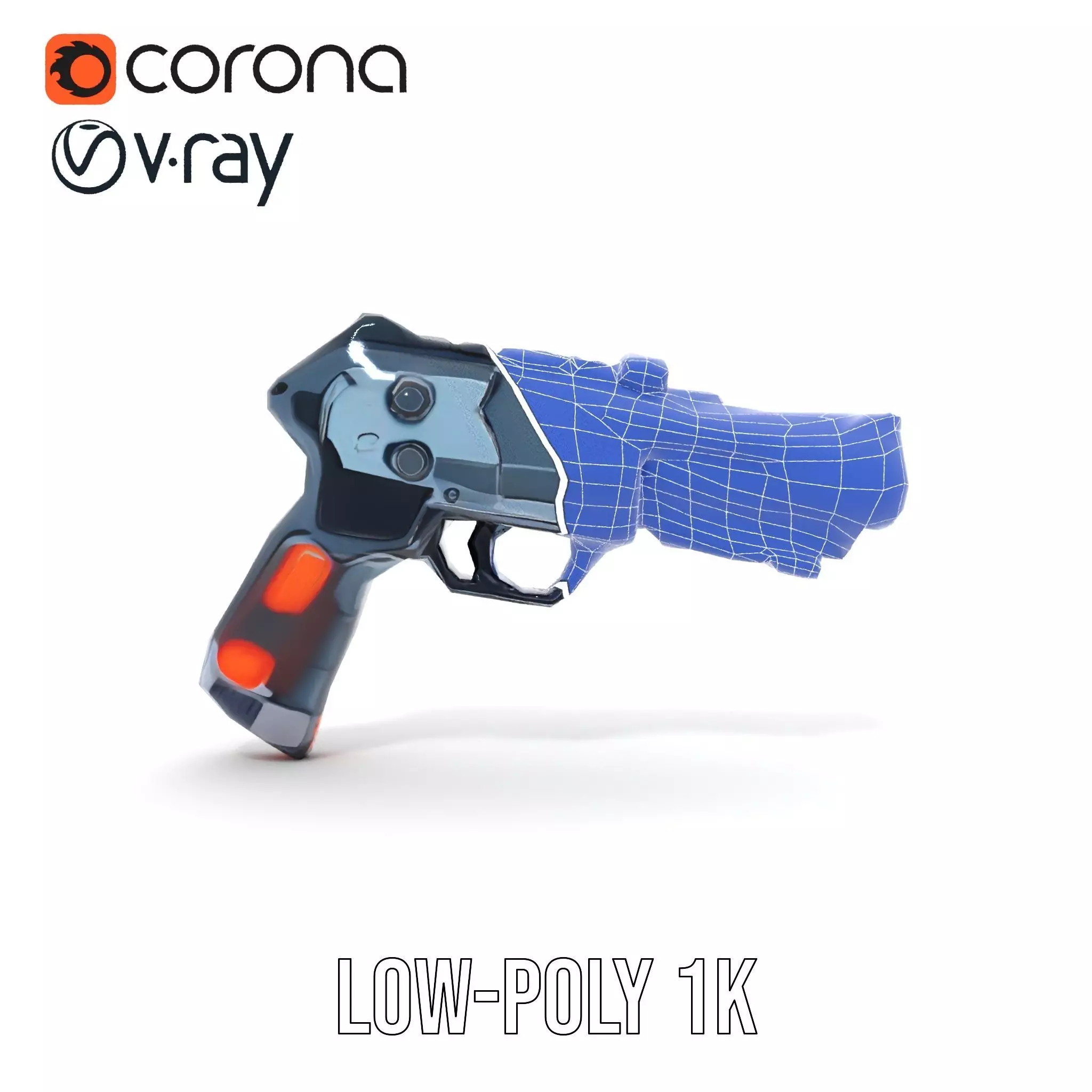 Neon Blaster Pistol model pack Low-poly 3D model_19