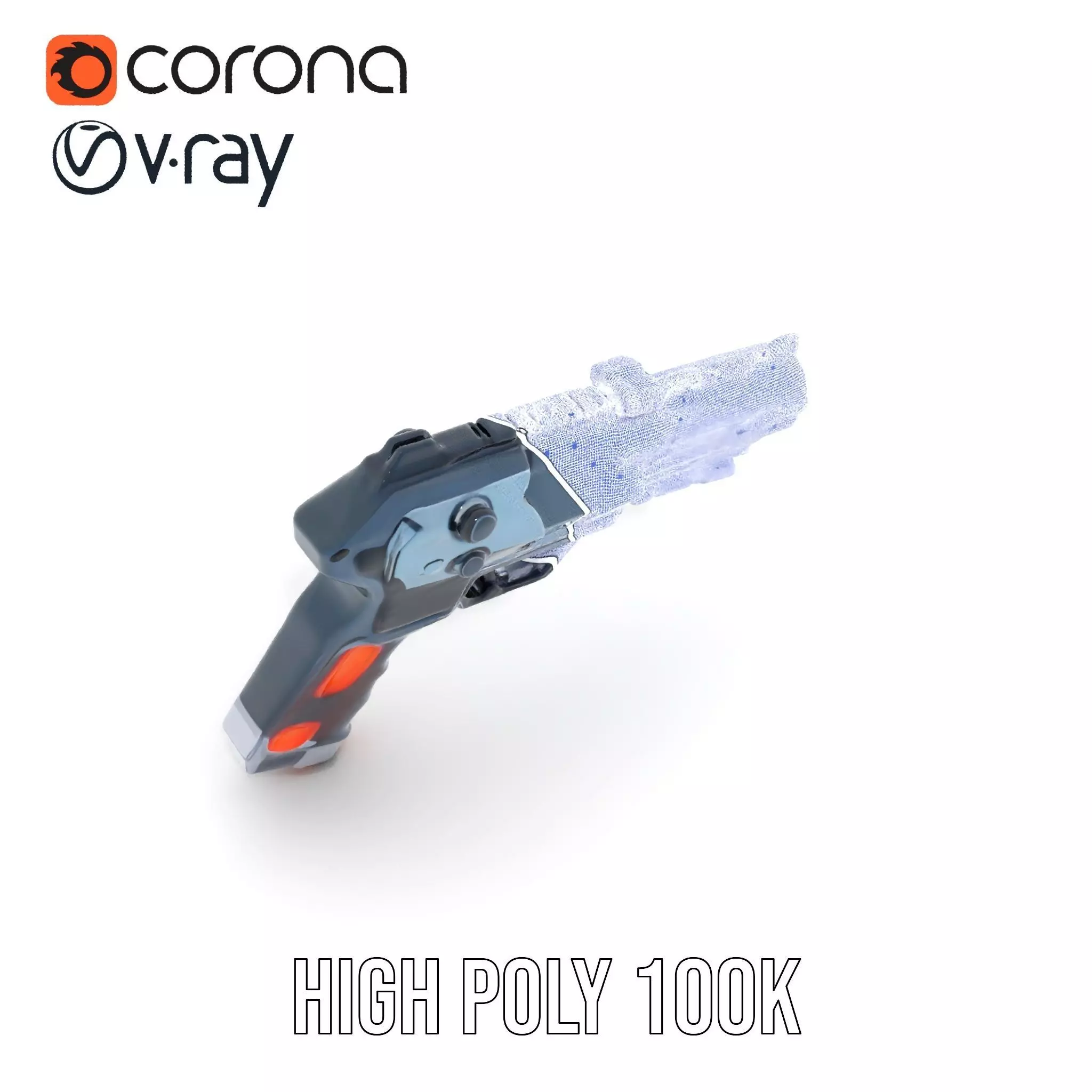 Neon Blaster Pistol model pack Low-poly 3D model_34