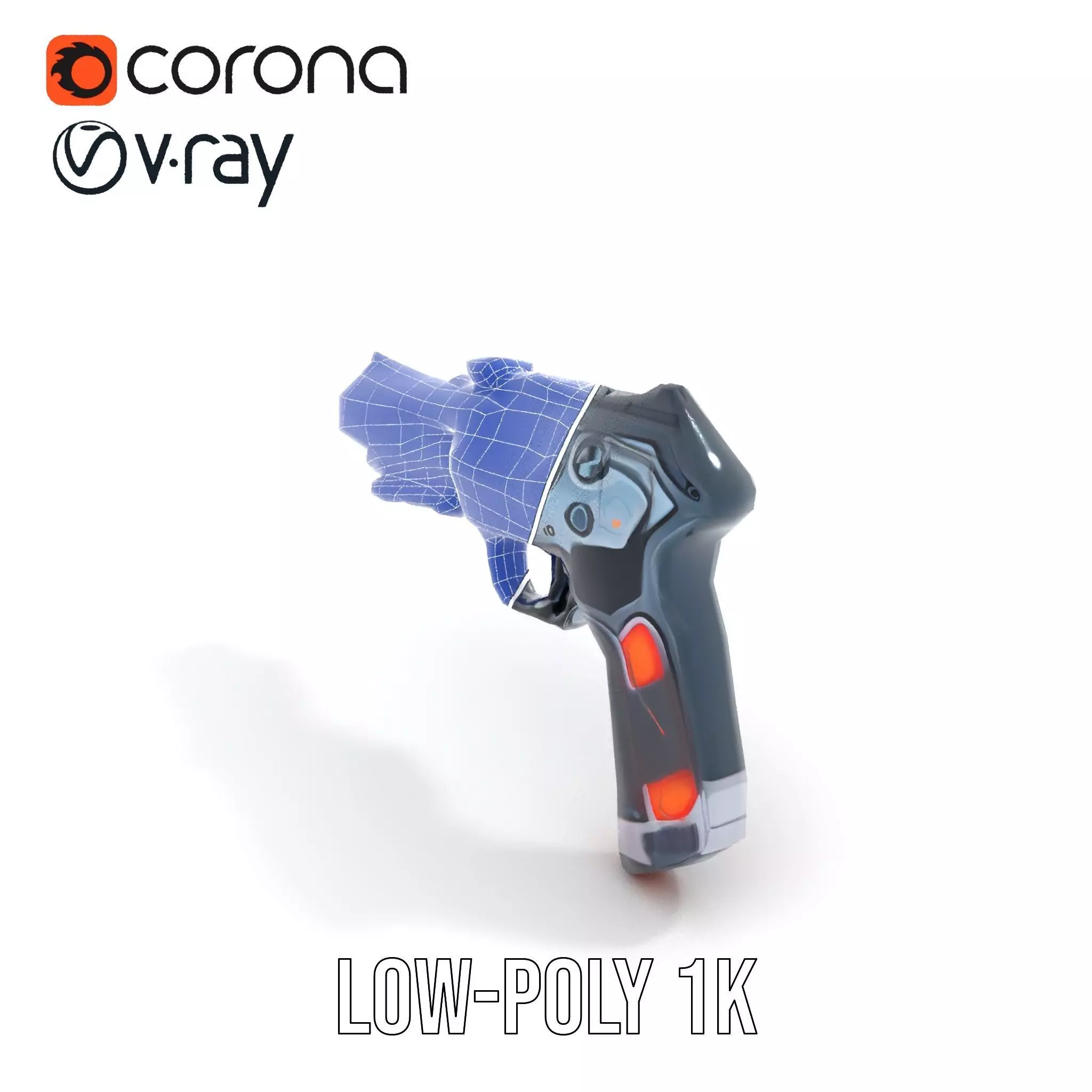 Neon Blaster Pistol model pack Low-poly 3D model_13