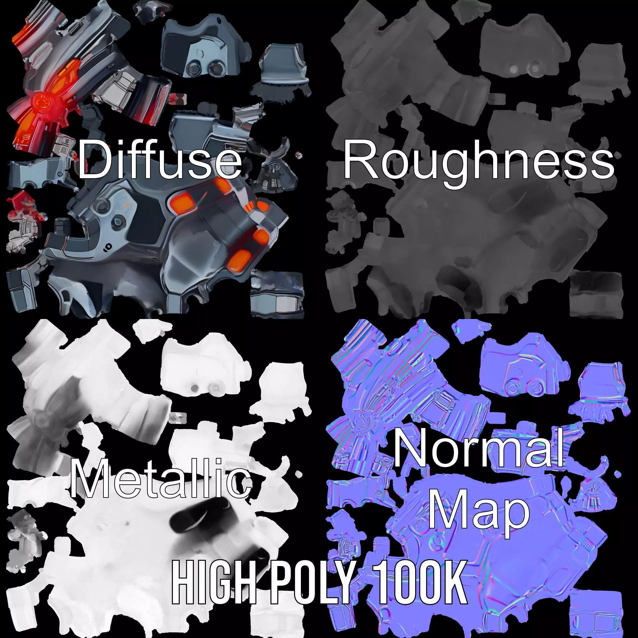 Neon Blaster Pistol model pack Low-poly 3D model_3