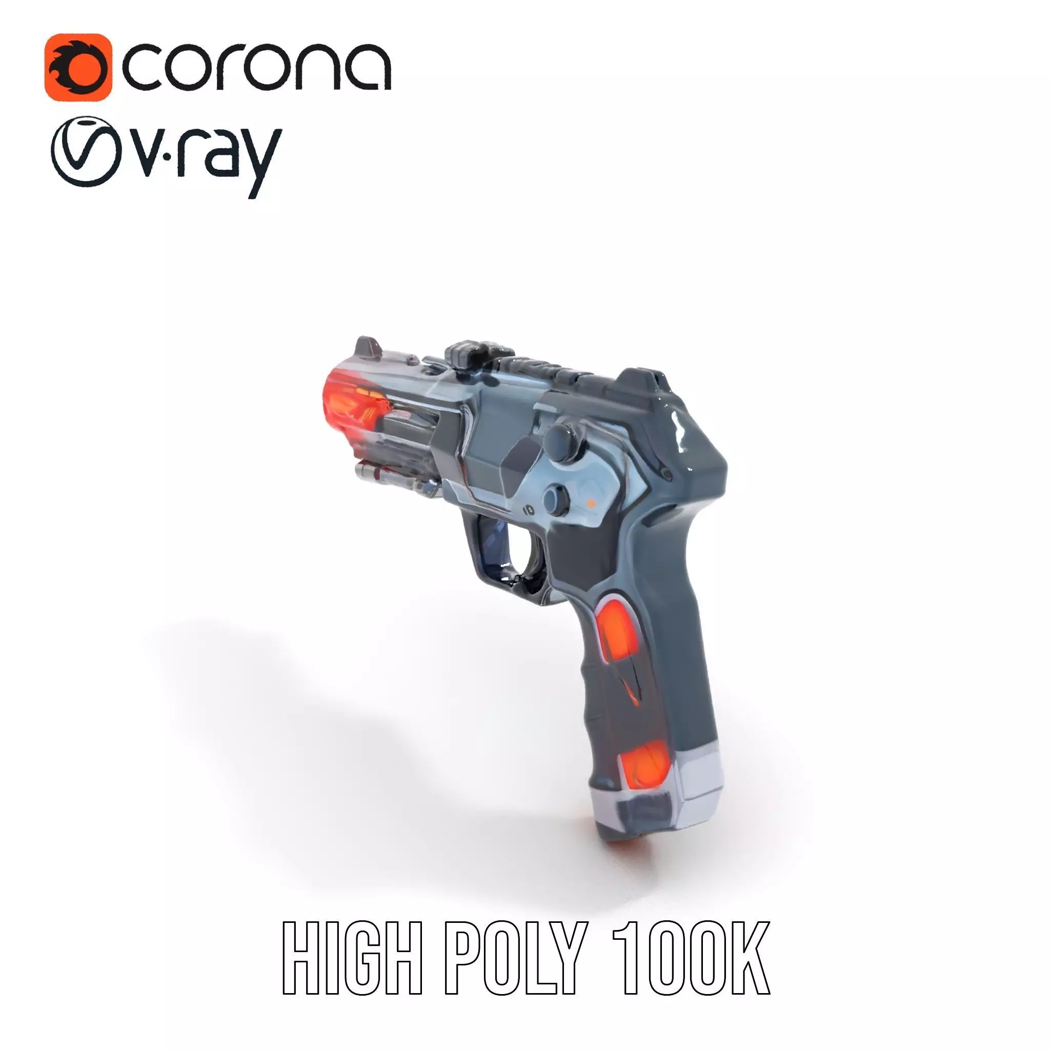 Neon Blaster Pistol model pack Low-poly 3D model_14