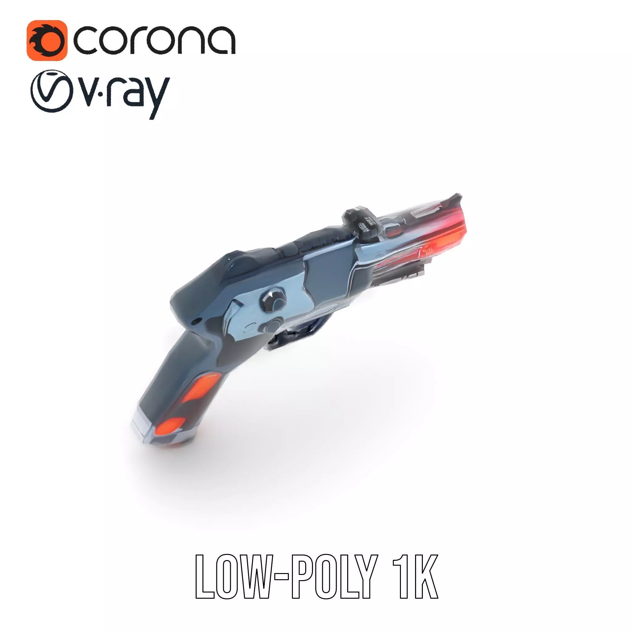 Neon Blaster Pistol model pack Low-poly 3D model_8