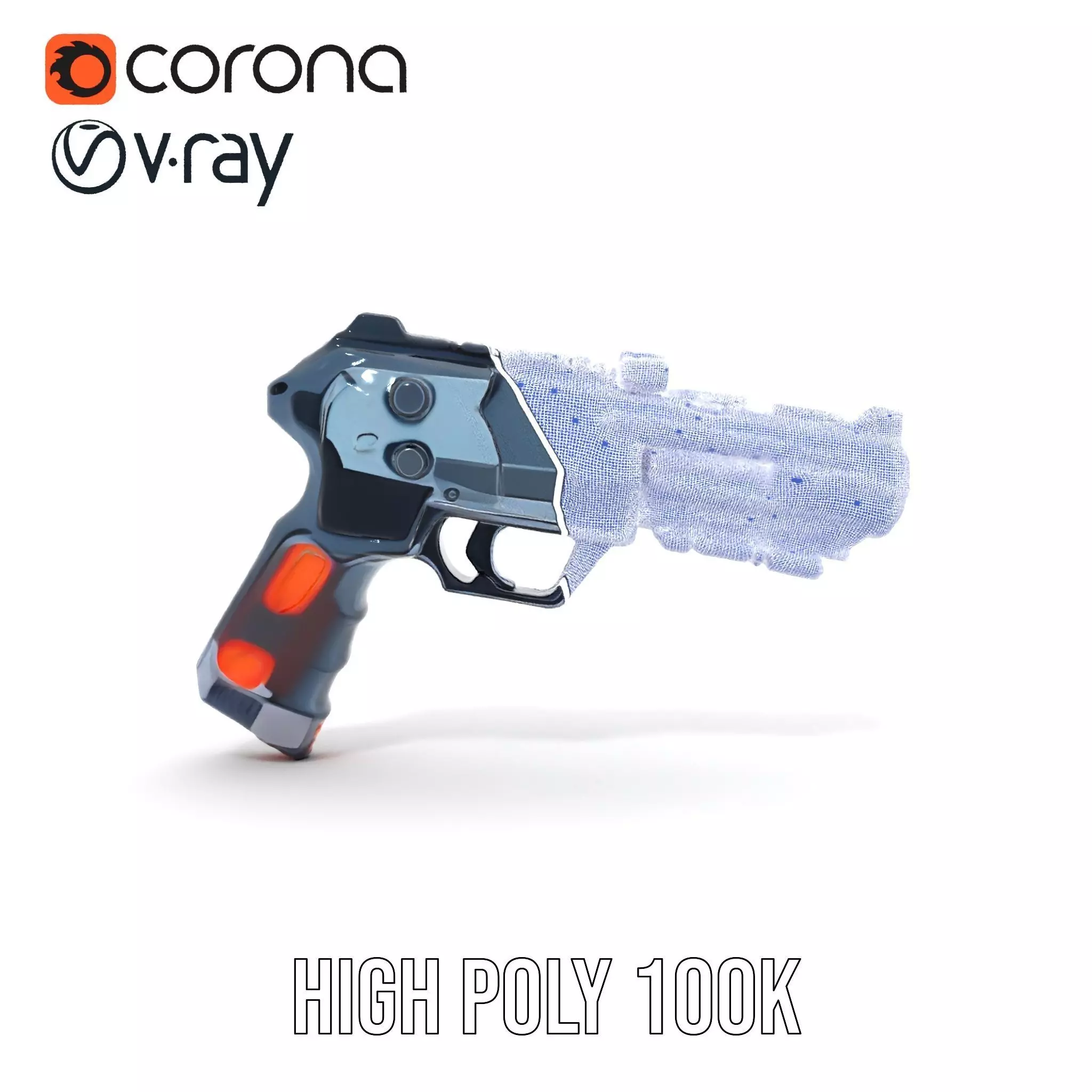 Neon Blaster Pistol model pack Low-poly 3D model_32