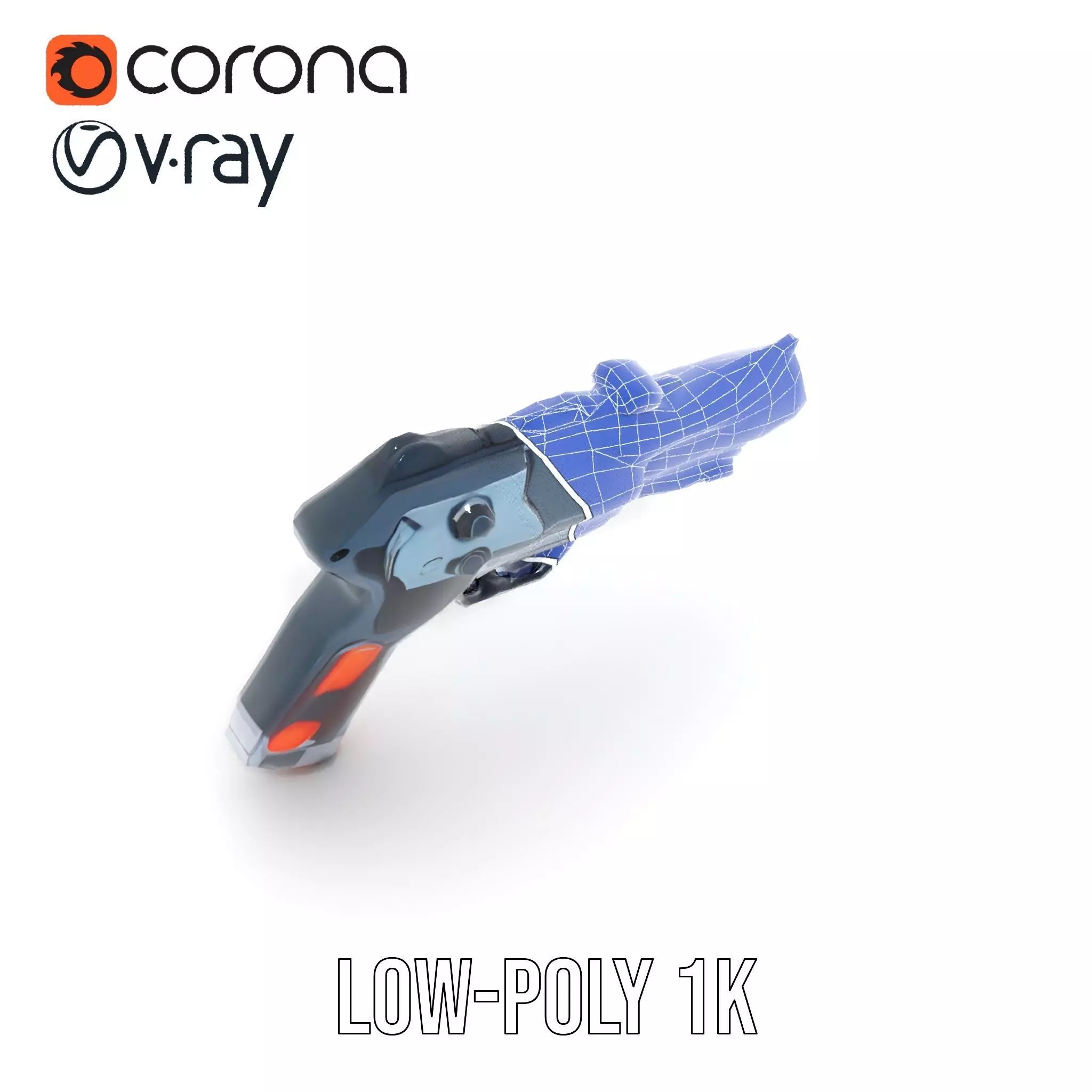 Neon Blaster Pistol model pack Low-poly 3D model_25